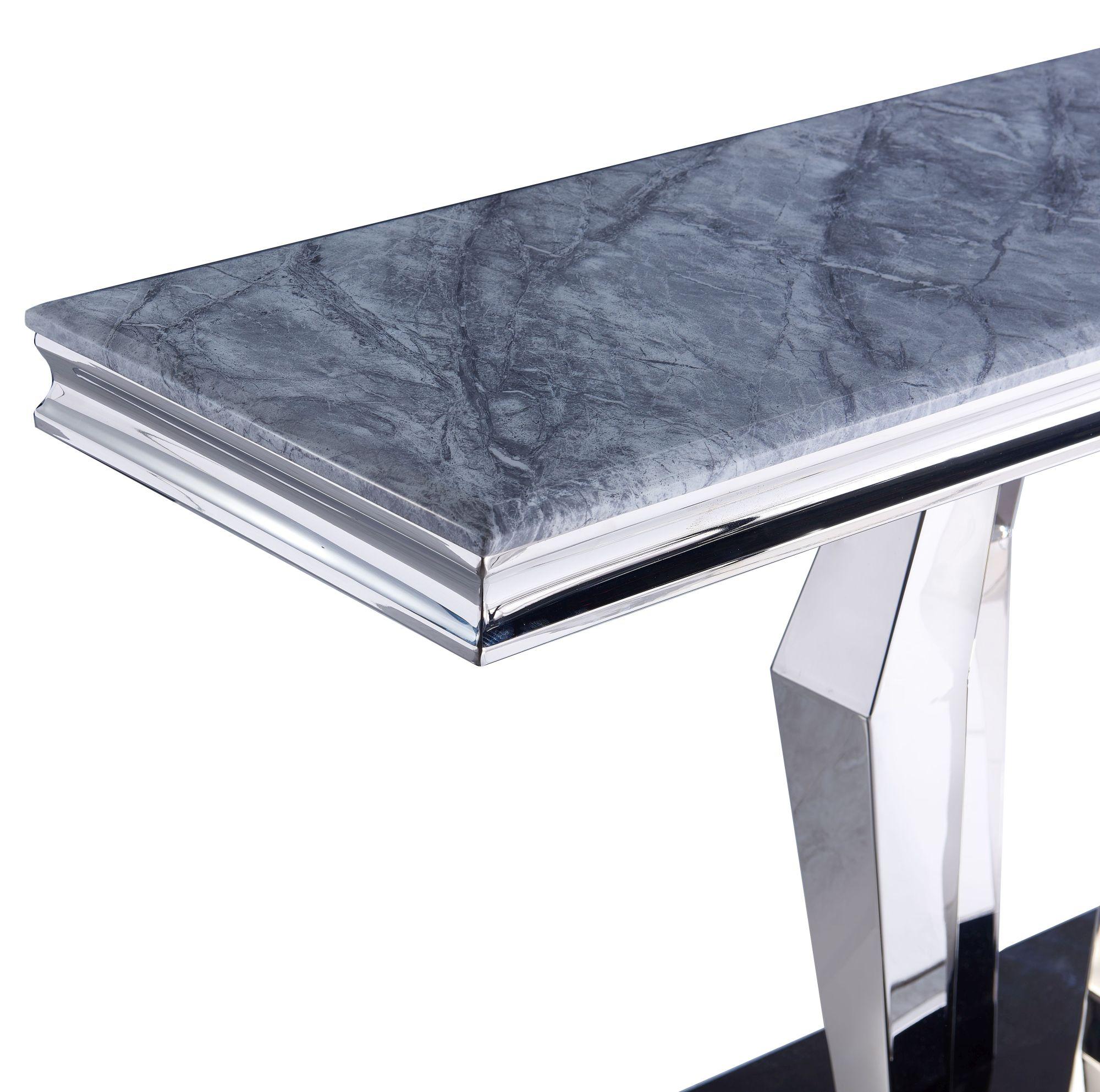 Dolce Console Table - Grey Marble & Chrome