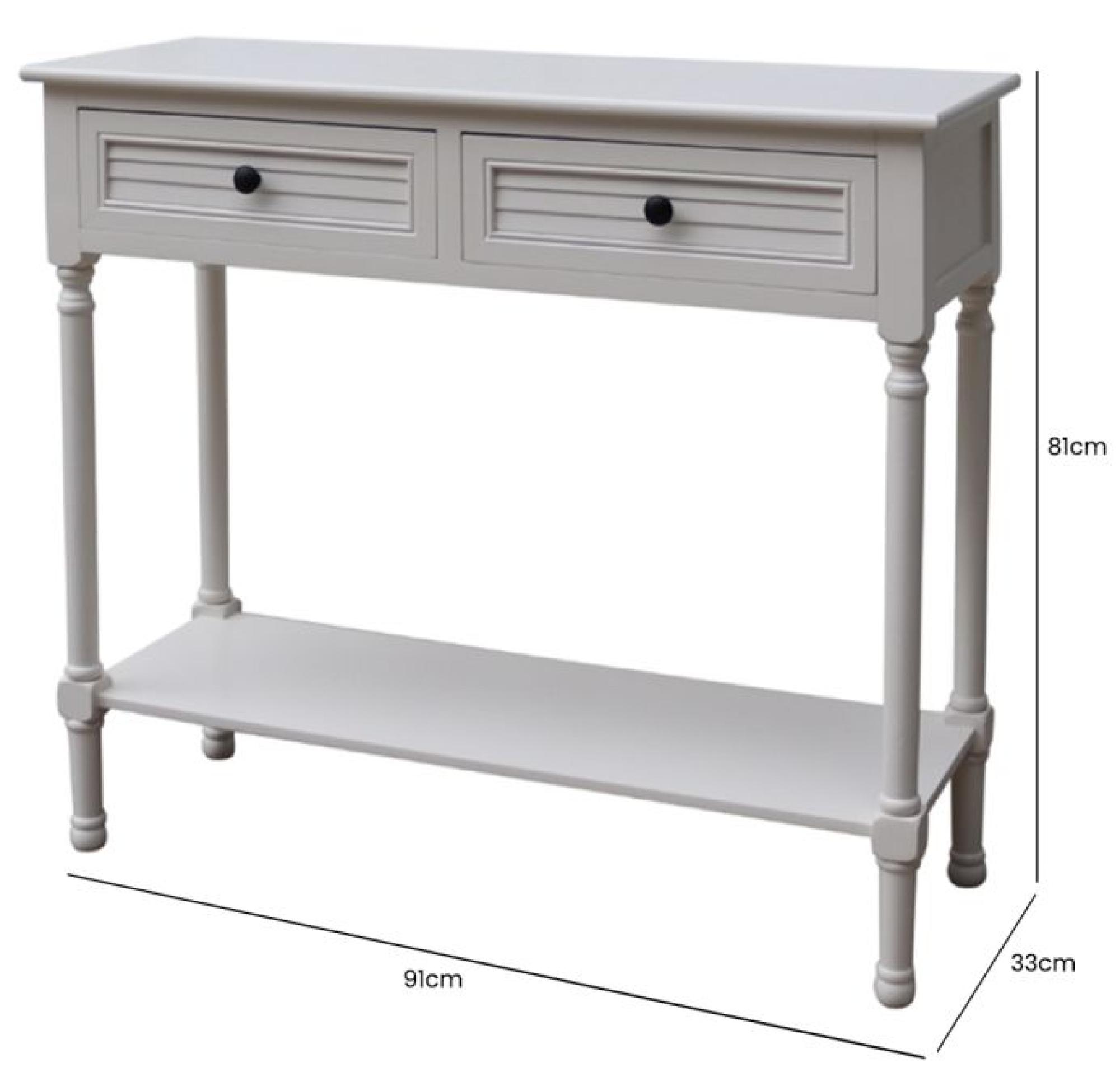 Elise Console Table - Pearl White - 2 Drawer