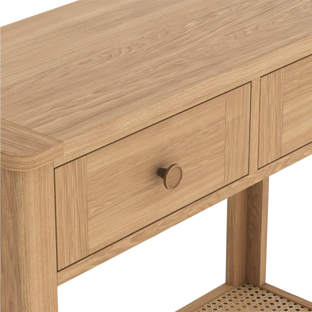Henley Oak and Rattan 2 Drawer Console Table