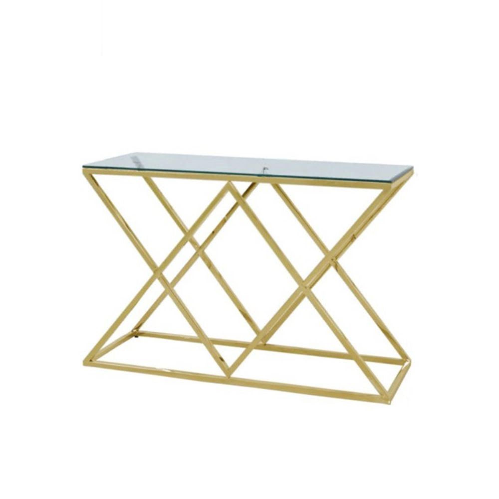 Imperia Console Table - Glass and Gold Metal
