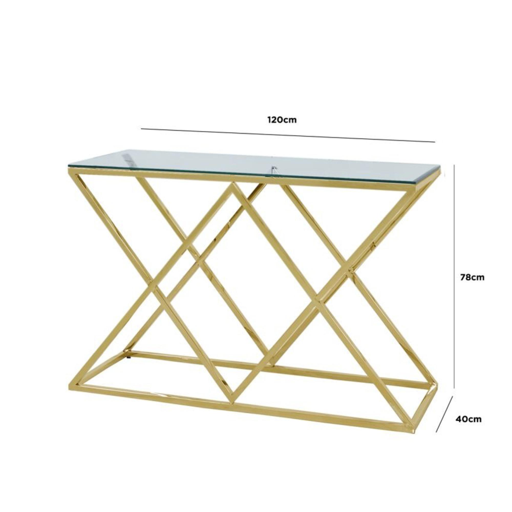 Imperia Console Table - Glass and Gold Metal