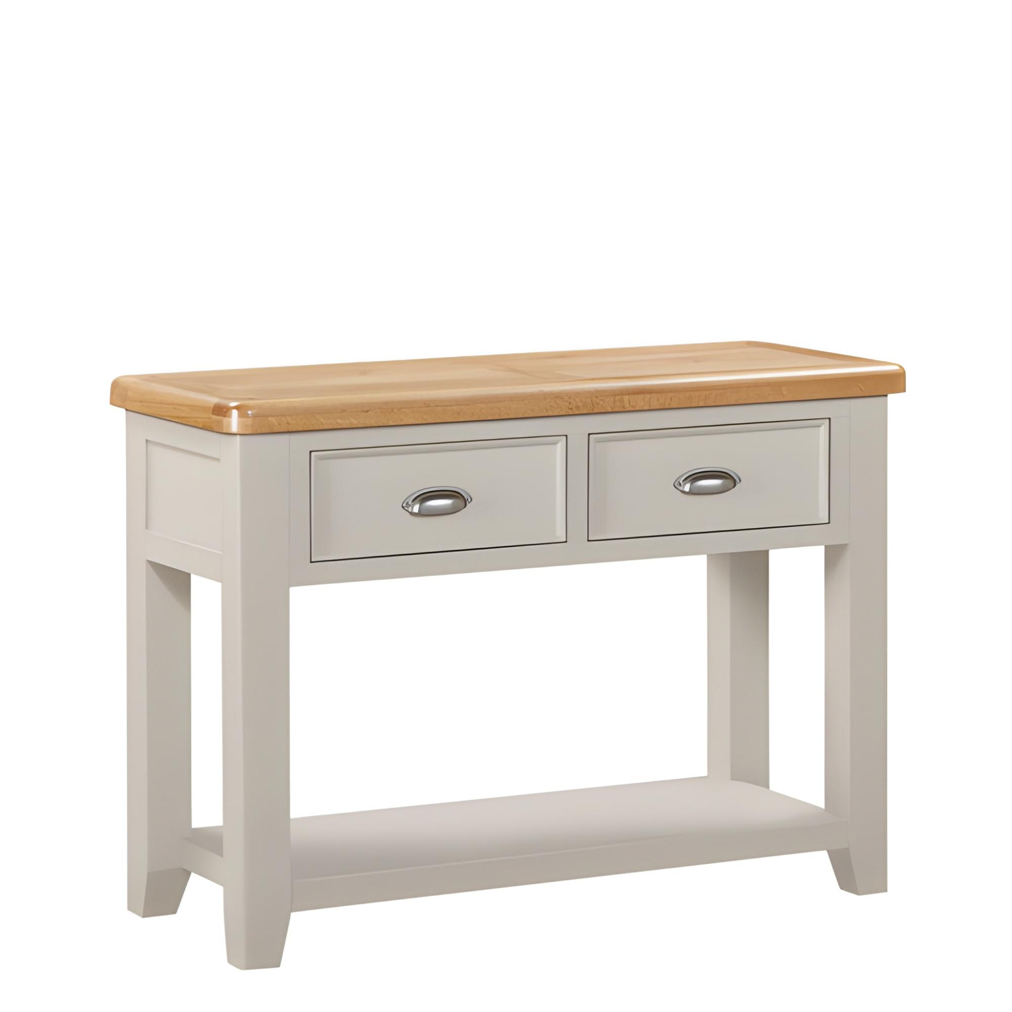 Janelle Console Table - 2 Drawer - Oak and Grey