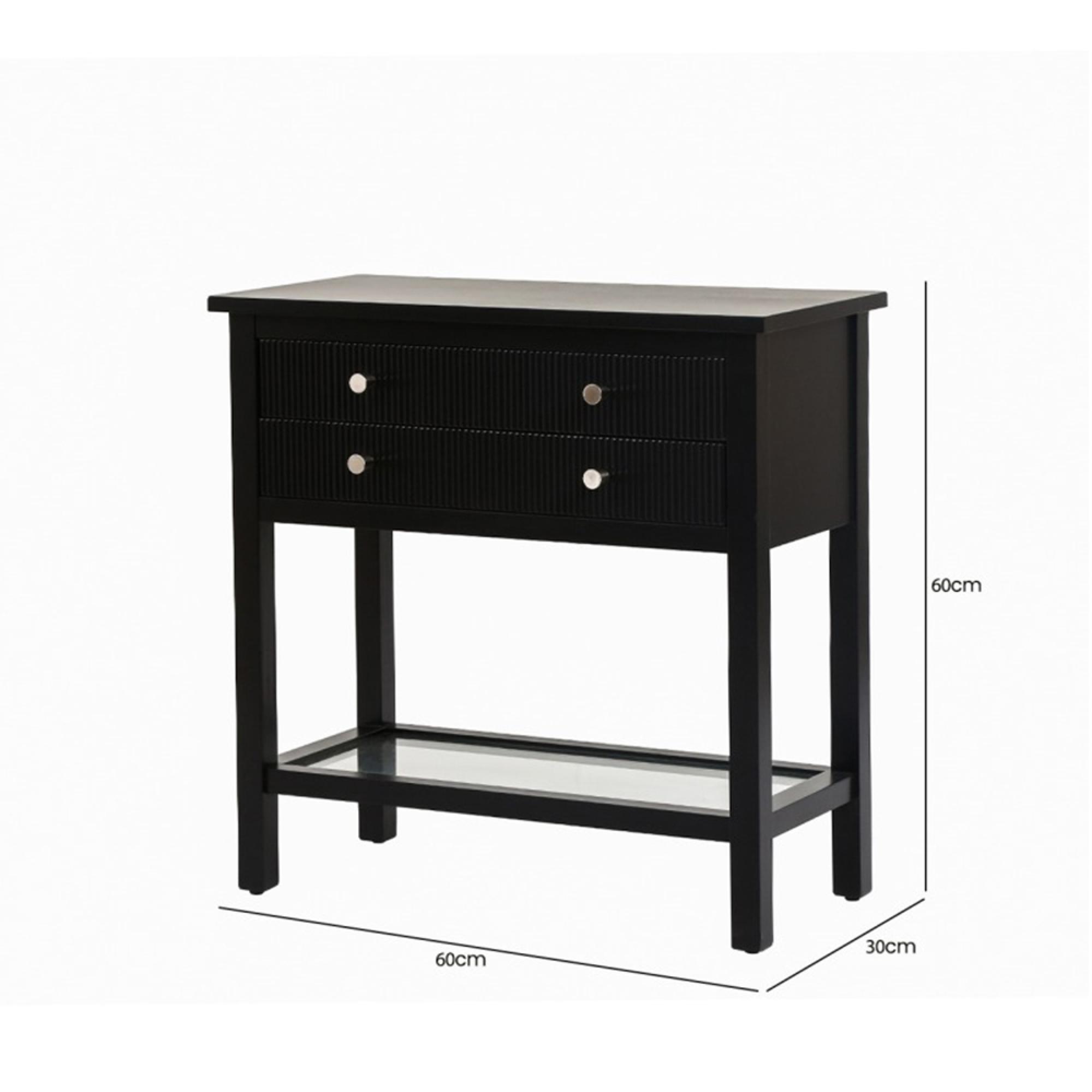 Lindon Console Table - 2 Drawer - Small - Black