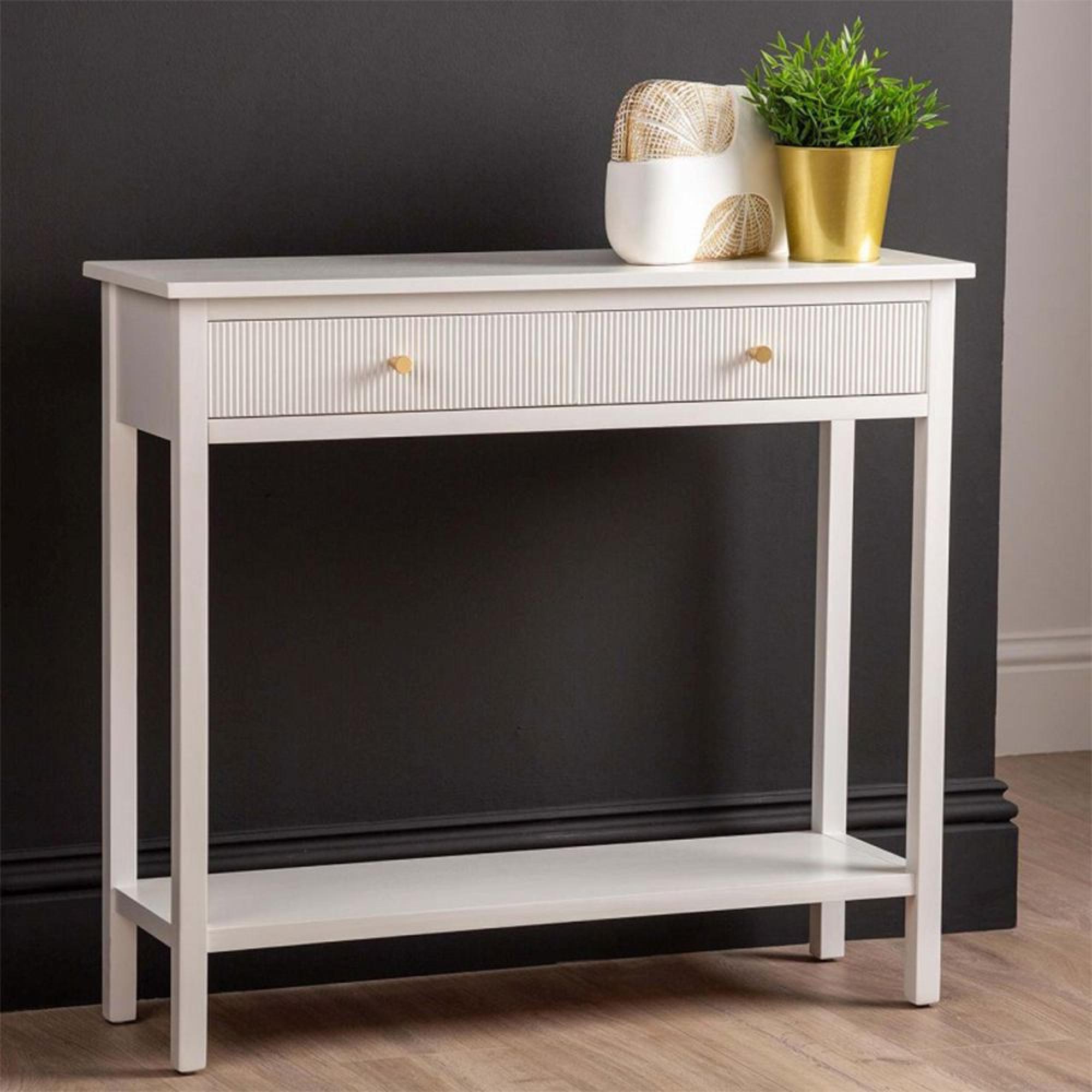 Lindon Console Table - 2 Drawer - Frosty White