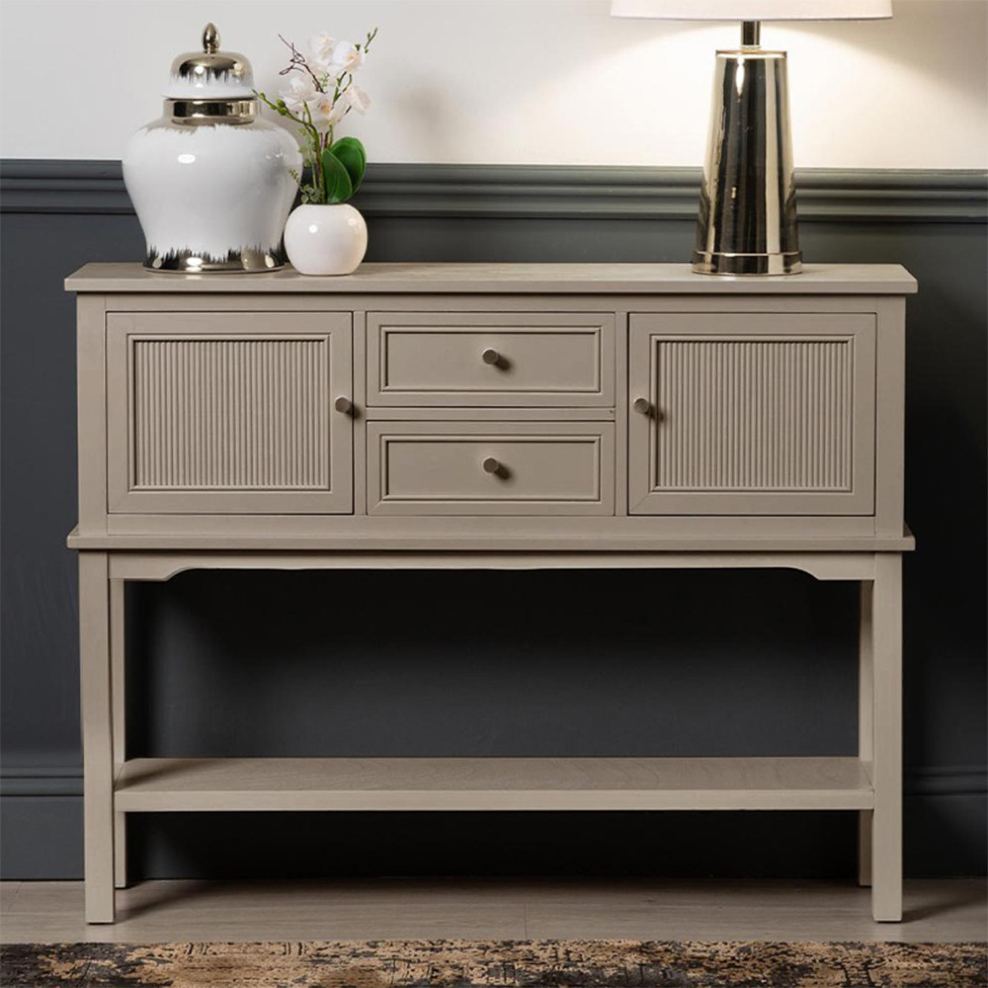Lindon Hall Table - 2 Door - 2 Drawer - Taupe