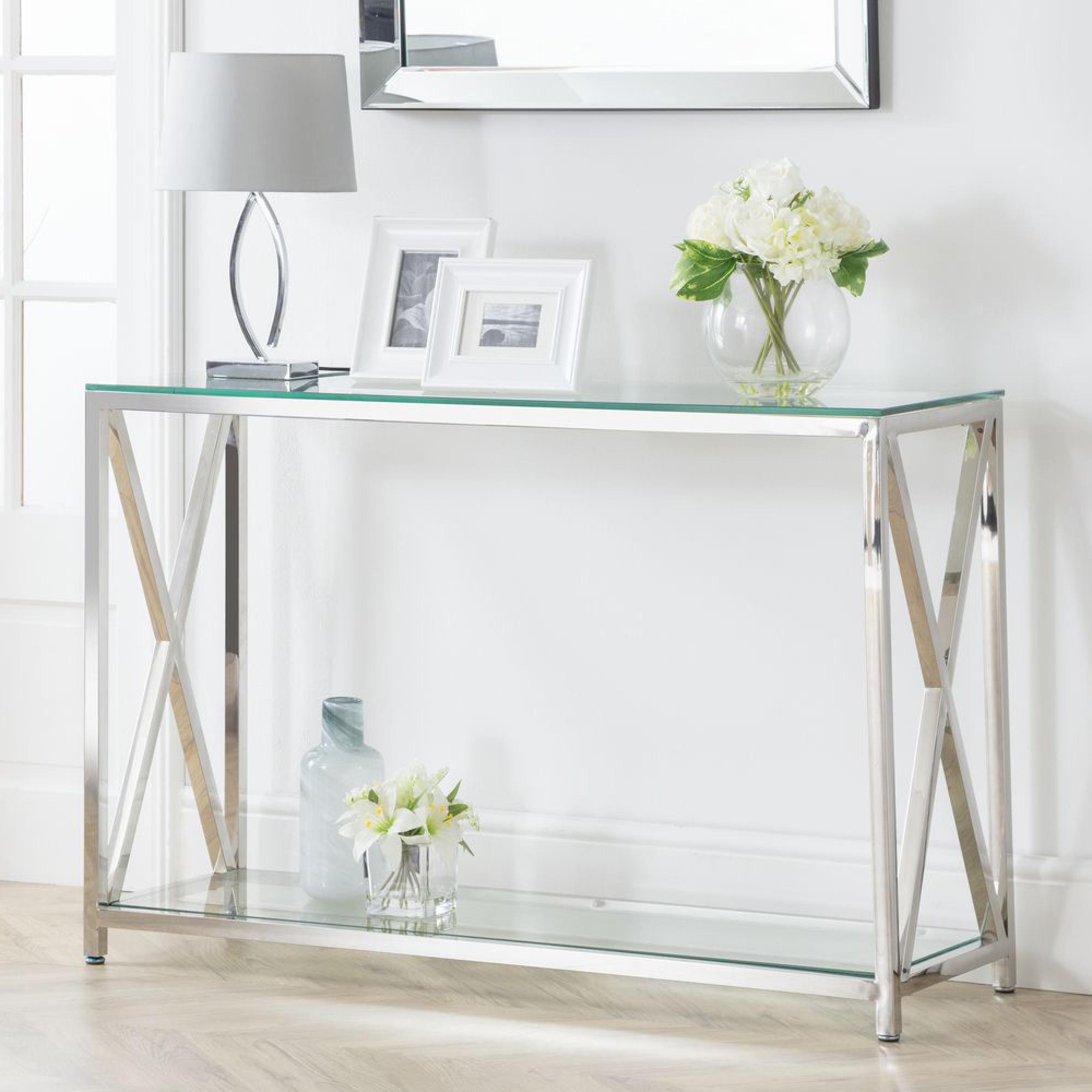 Miami Console Table - 120cm - Glass and Chrome