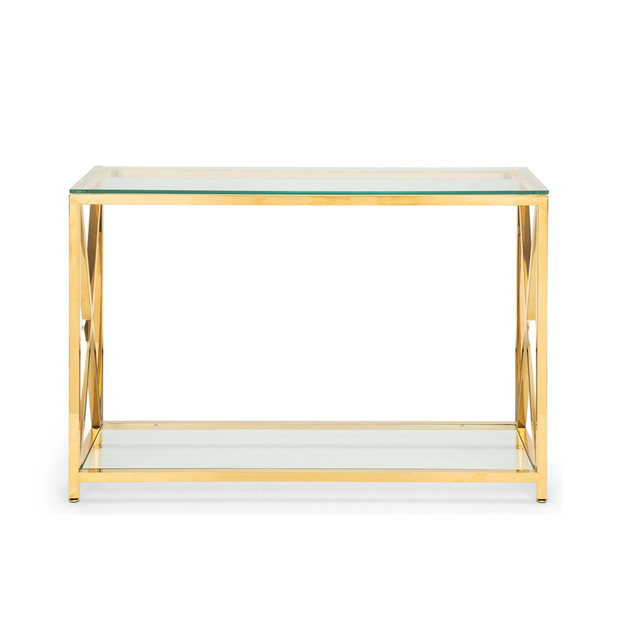 Miami Console Table - 120cm - Glass and Gold