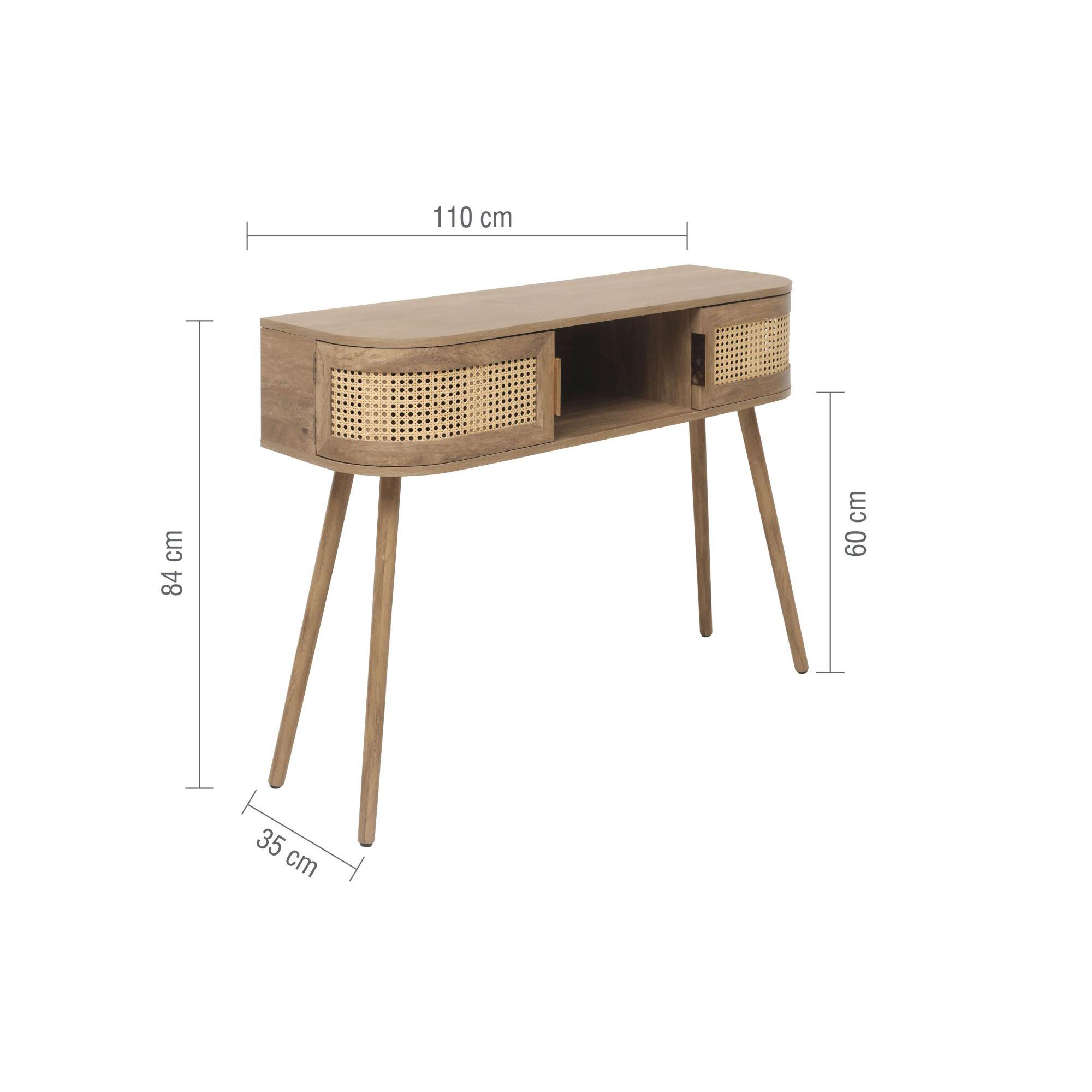 Noah Console Table - 110cm - Oak and Rattan