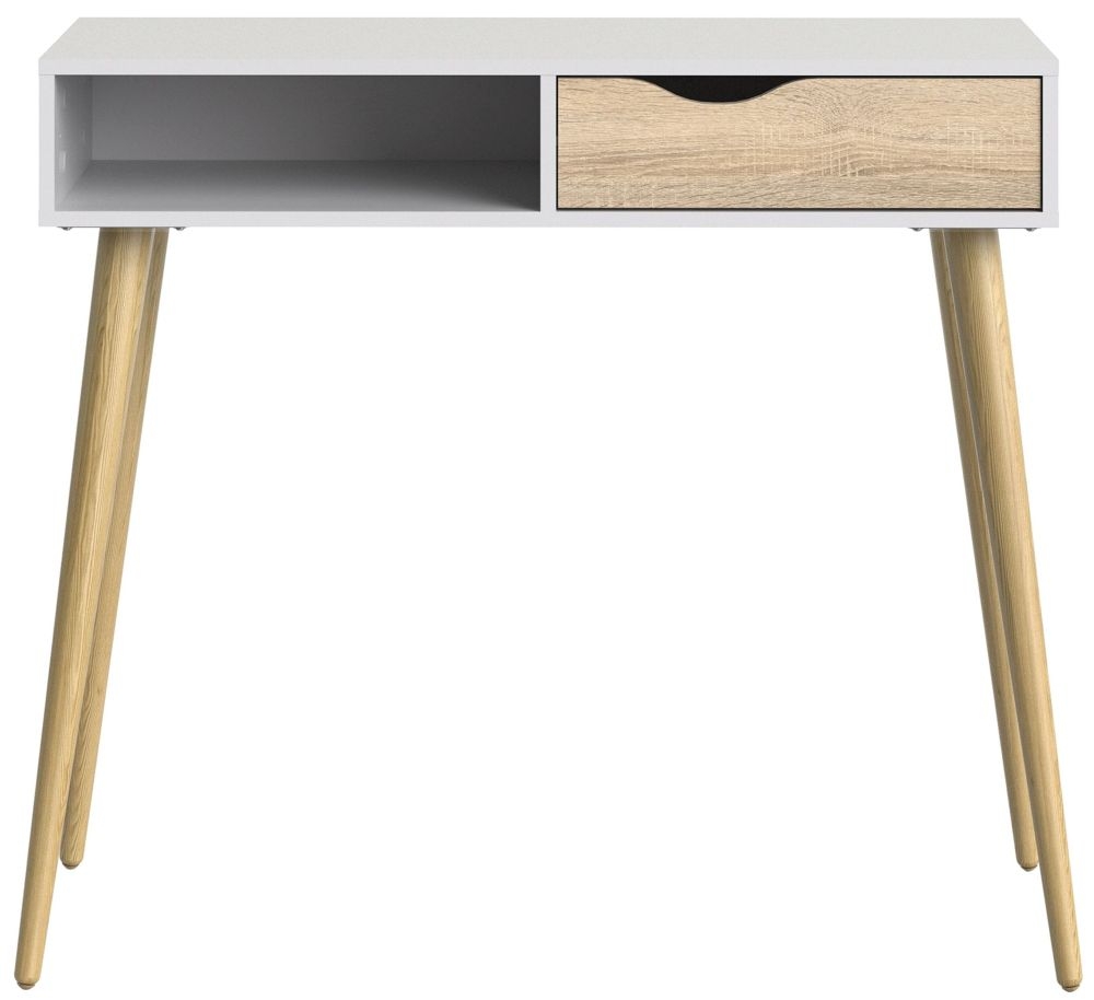Oslo White and Oak Effect 1 Drawer Console Table