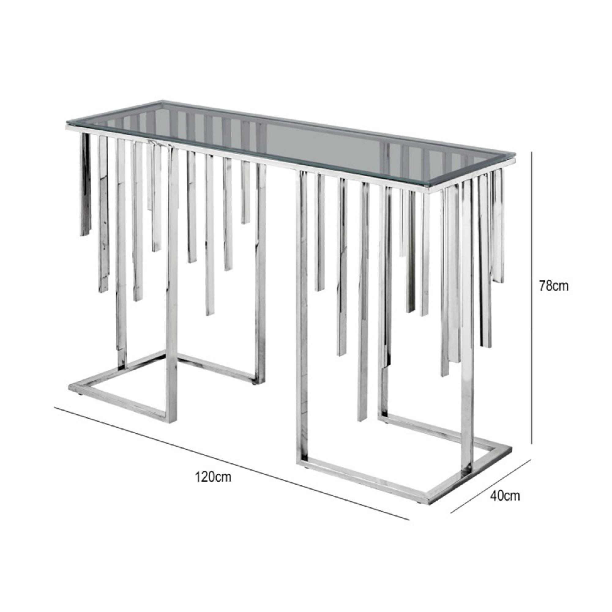 Owen Console Table - Smoke Glass and Chrome