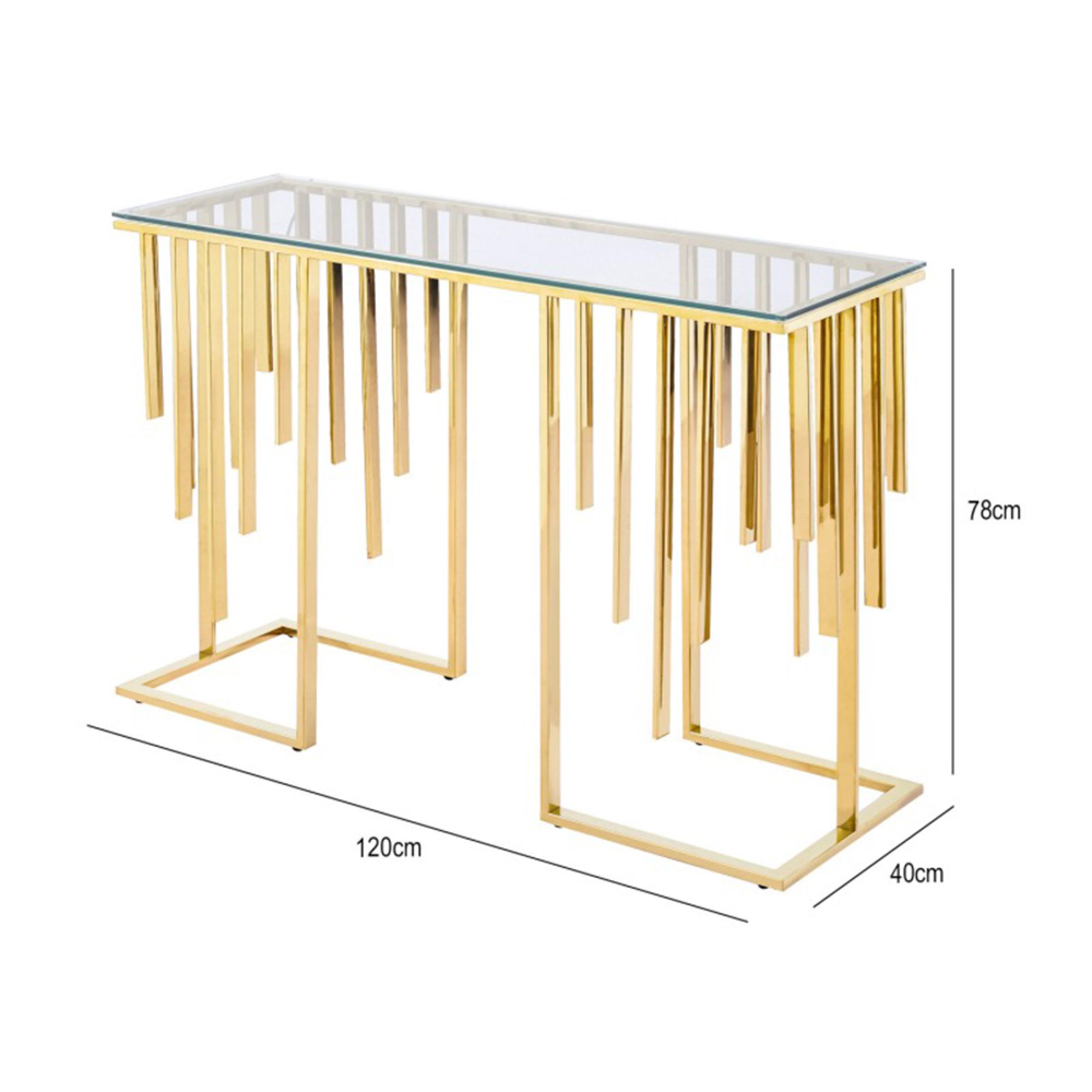 Owen Console Table - Tempered Glass and Gold