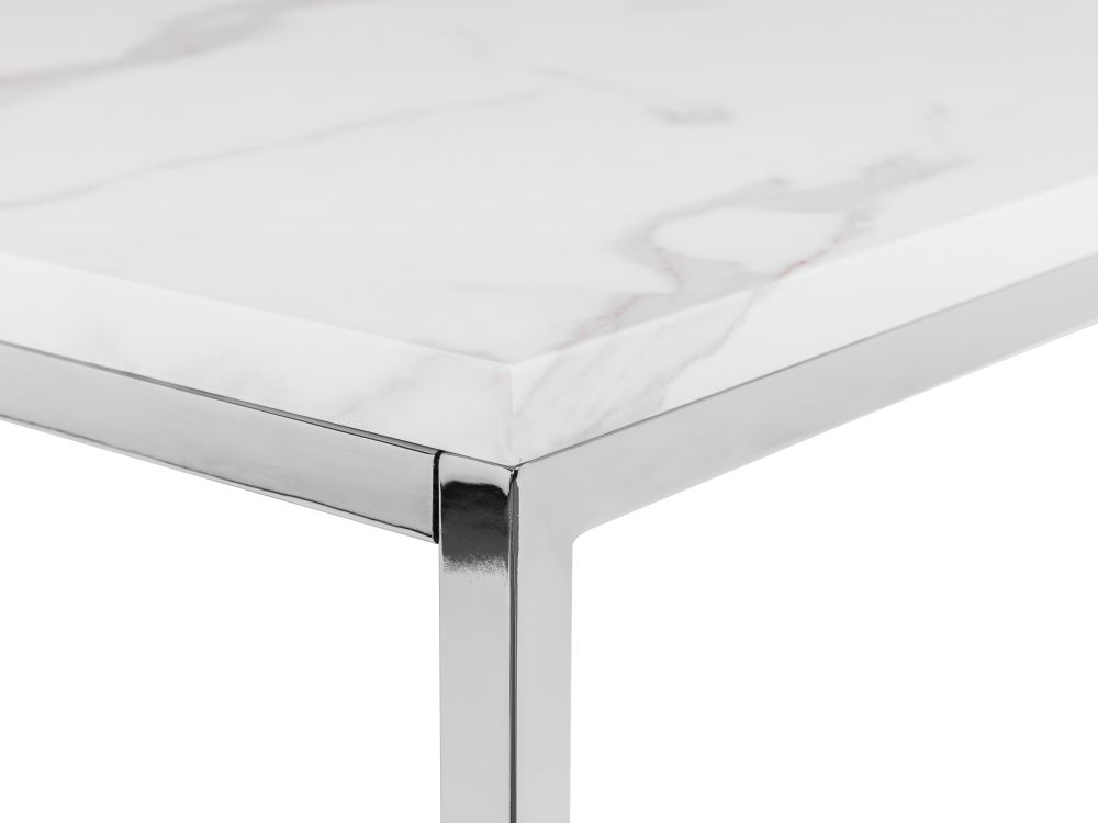 Scala Console Table - 100cm - White Marble Effect and Chrome