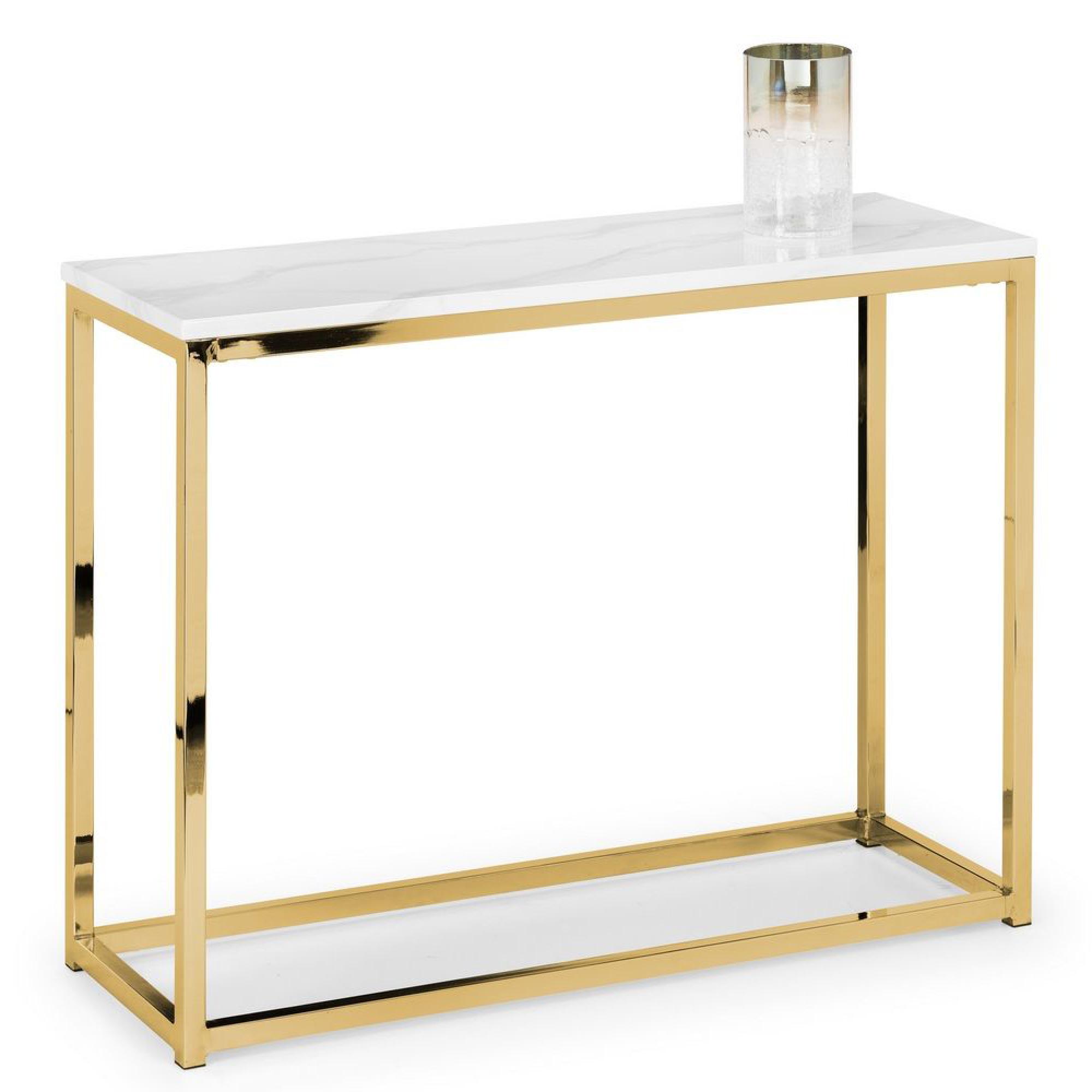 Scala Console Table - 100cm - White Marble Effect and Gold