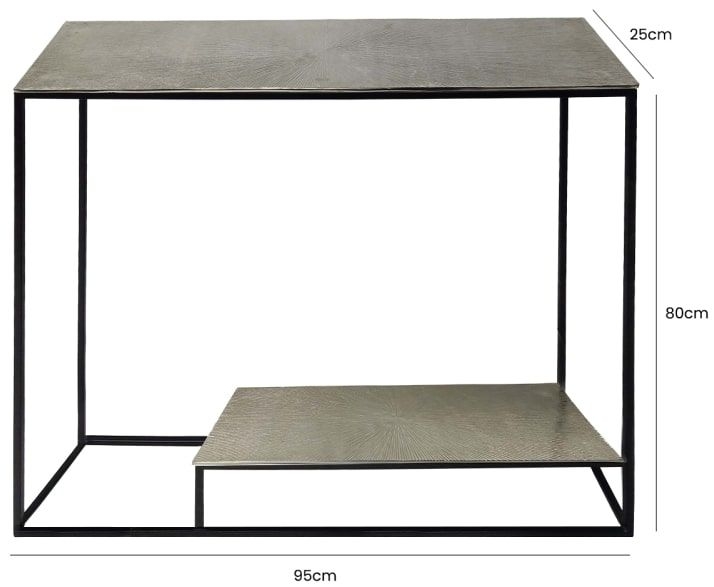 Suhani Console Table - Nickel and Black Metal
