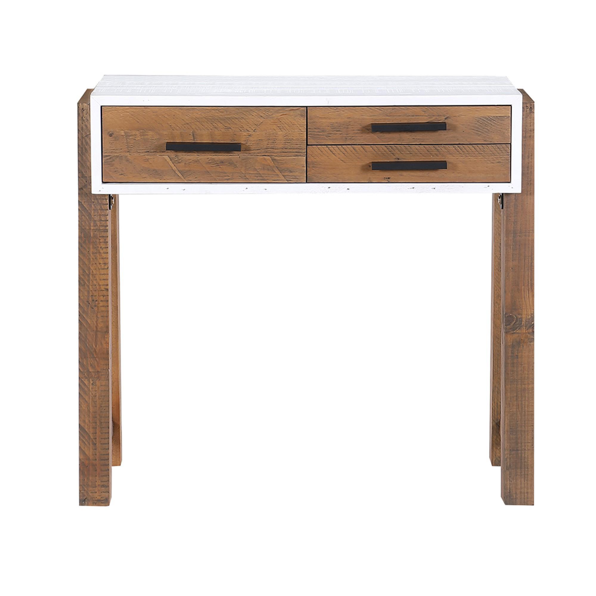 Trinity Reclaimed Wood & White Console Table - 3 Drawer