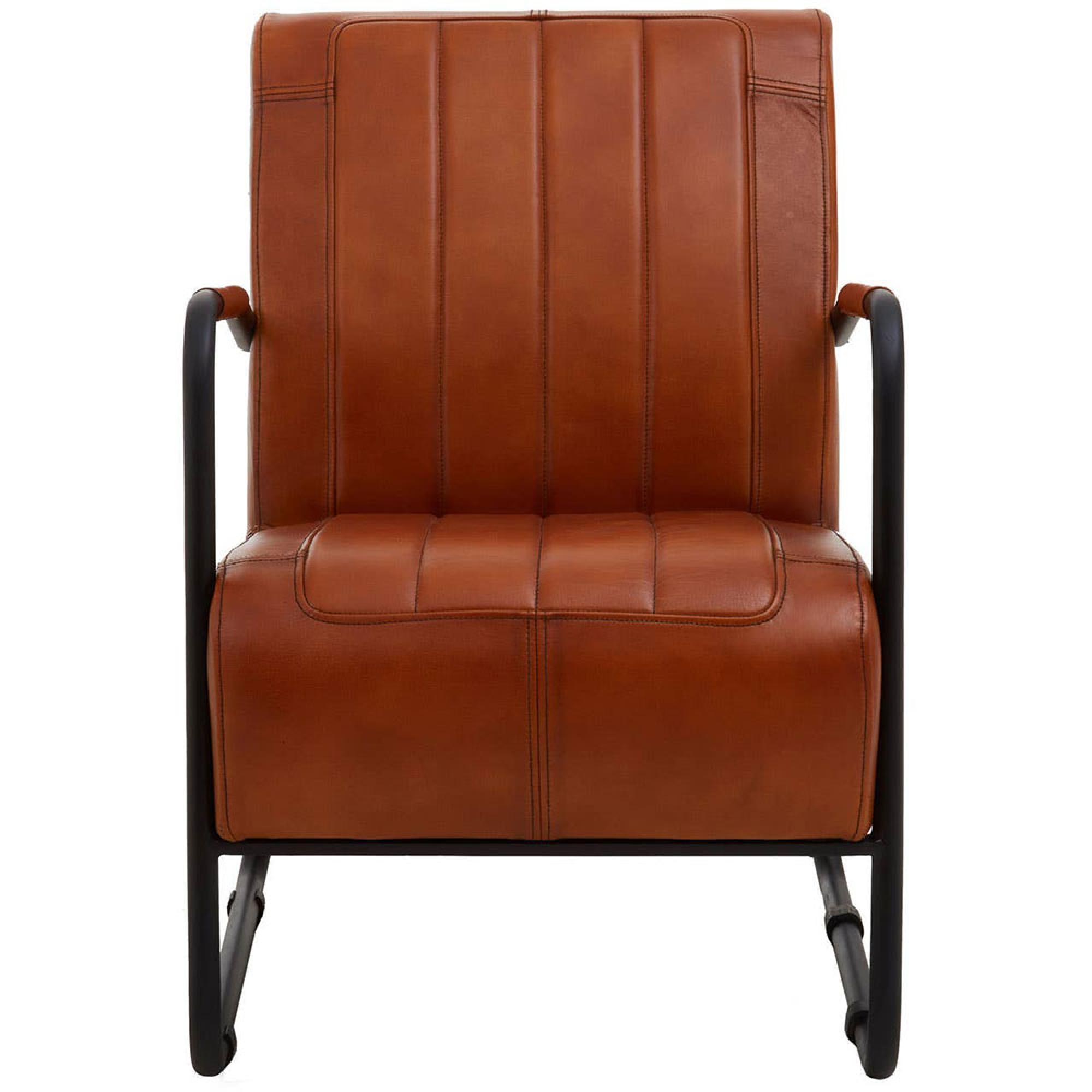 Buffalo Tan Leather Lounge Chair with Metal Legs