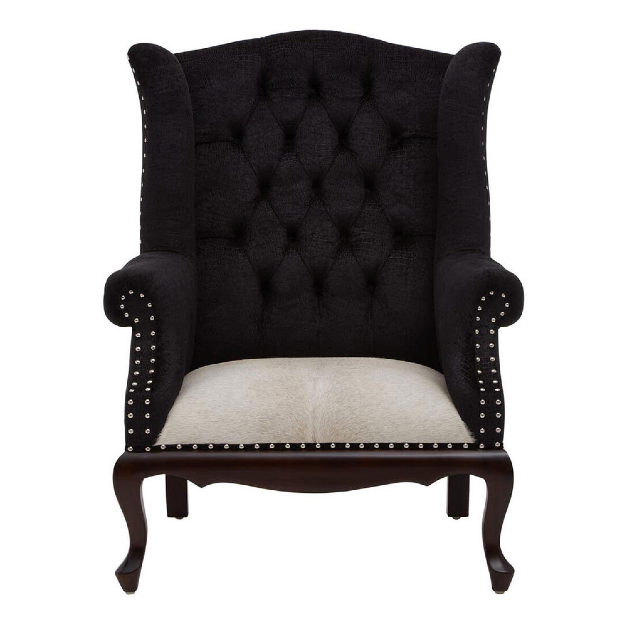 Cala Black Fabric Armchair with Tufted Back