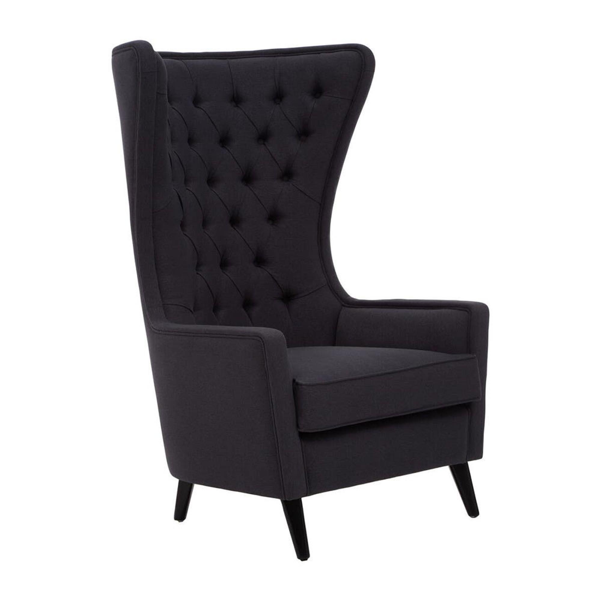Cala Black Fabric Armchair with Tufted Highback