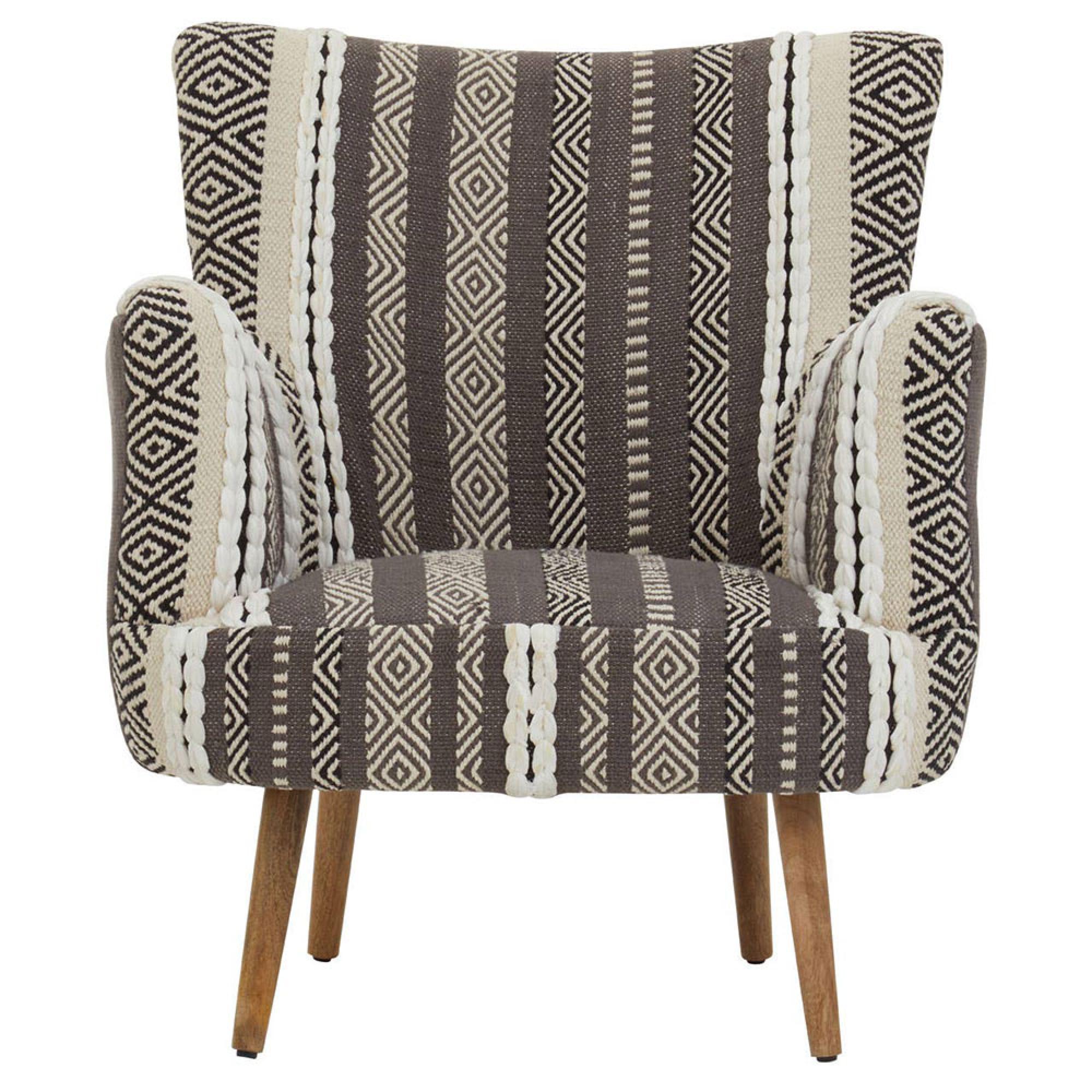 Cefena Grey Fabric Armchair with Flared Arms