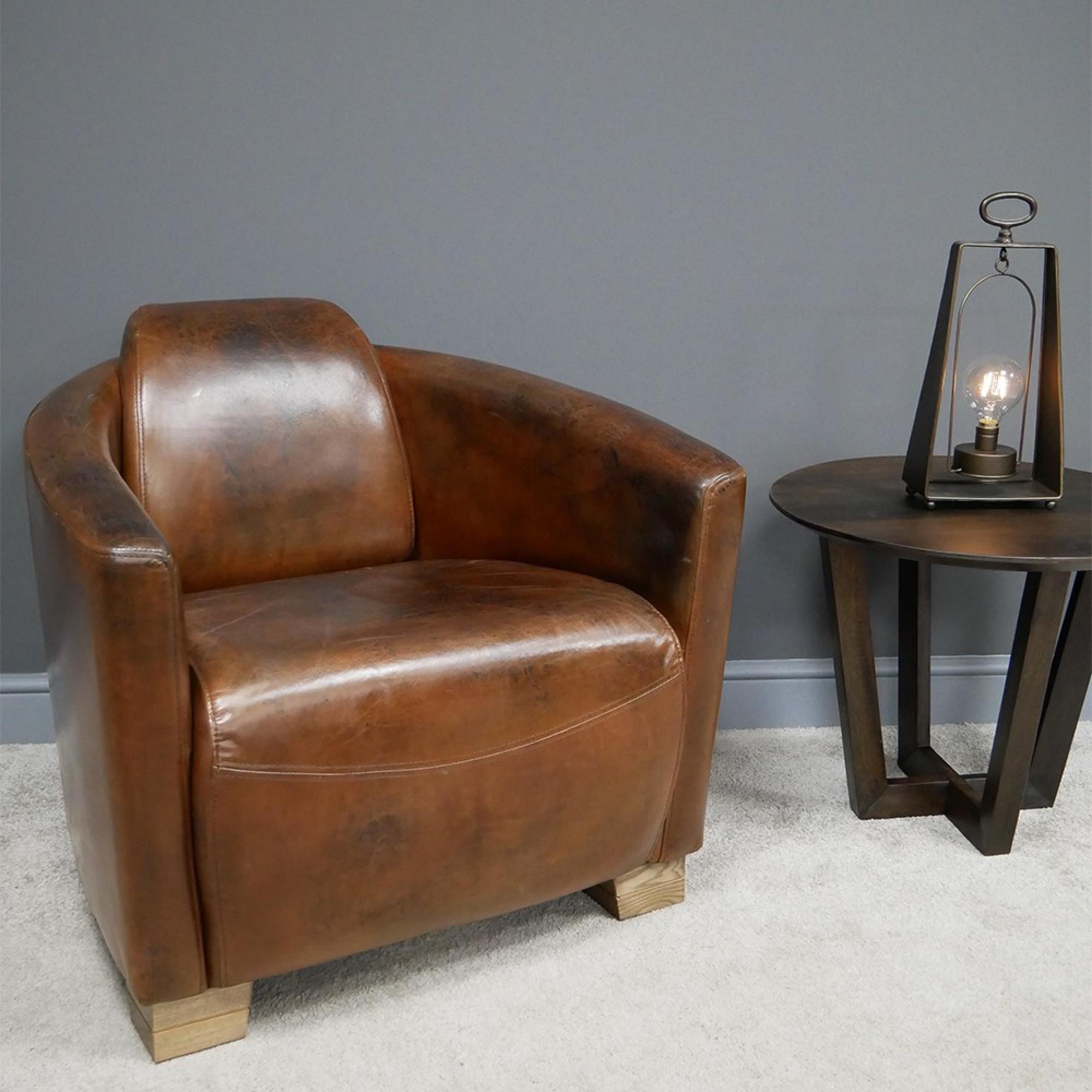 Dutch Brown Leather Accent Chair