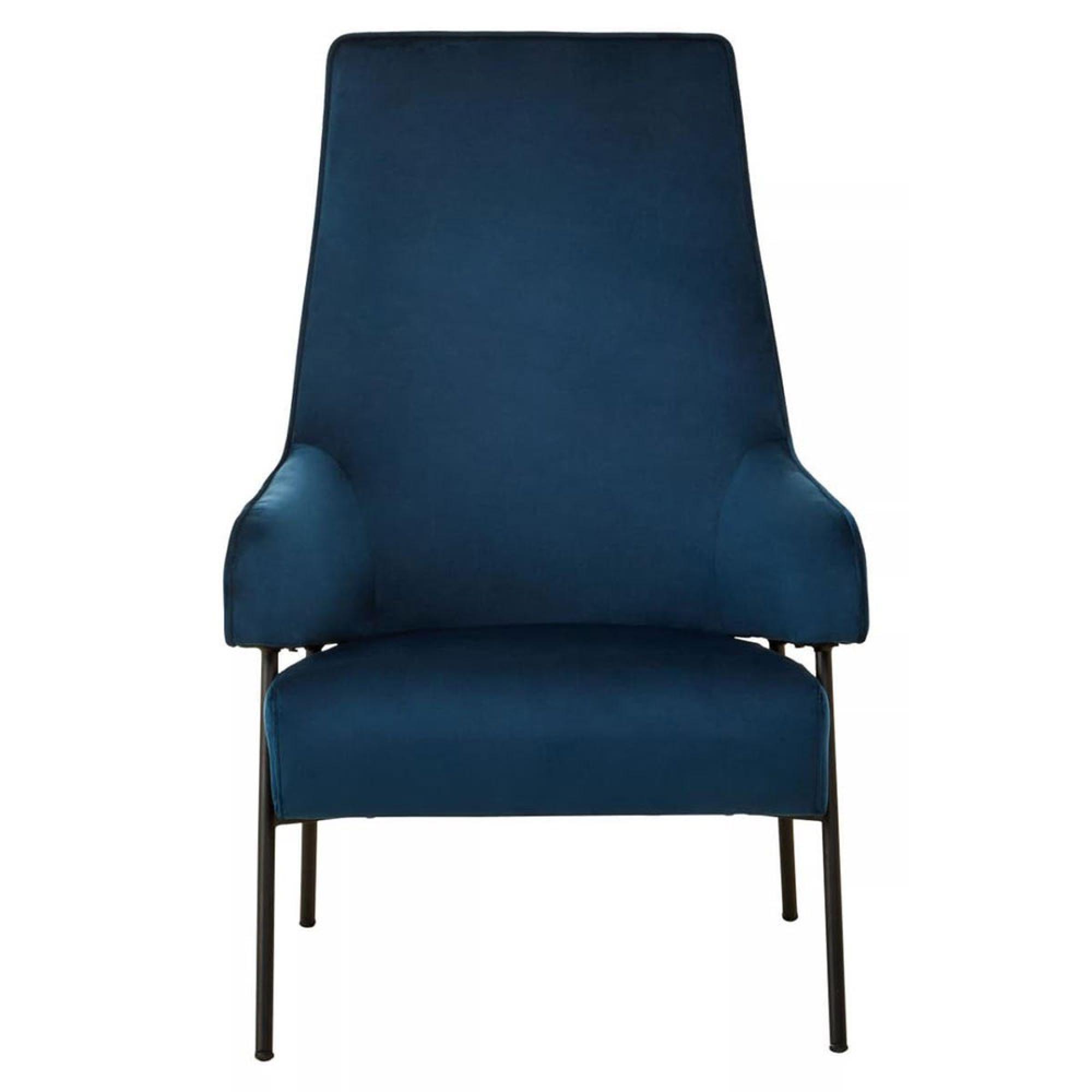 Henia Blue Velvet Fabric Armchair