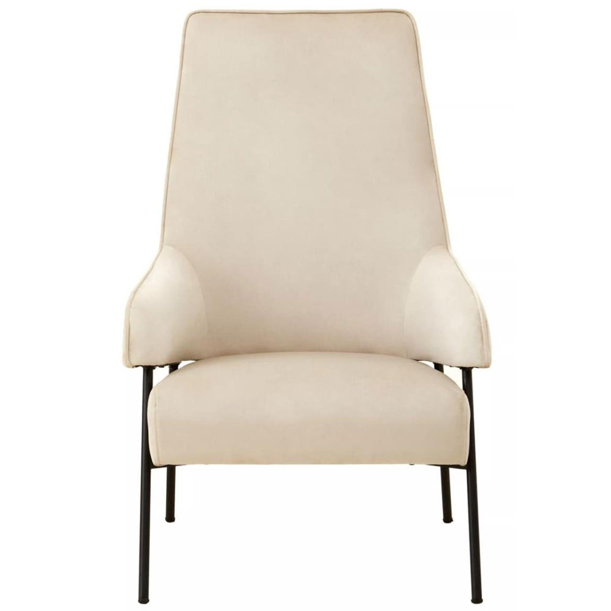 Henia Cream Velvet Fabric Armchair