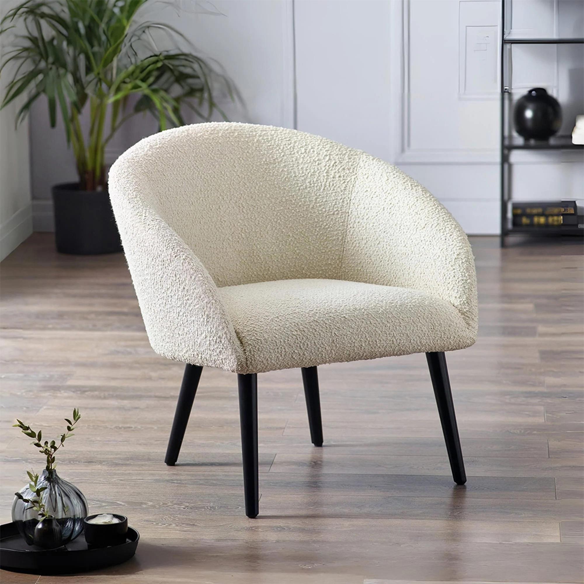 Amari Accent Chair - Ivory Boucle Fabric