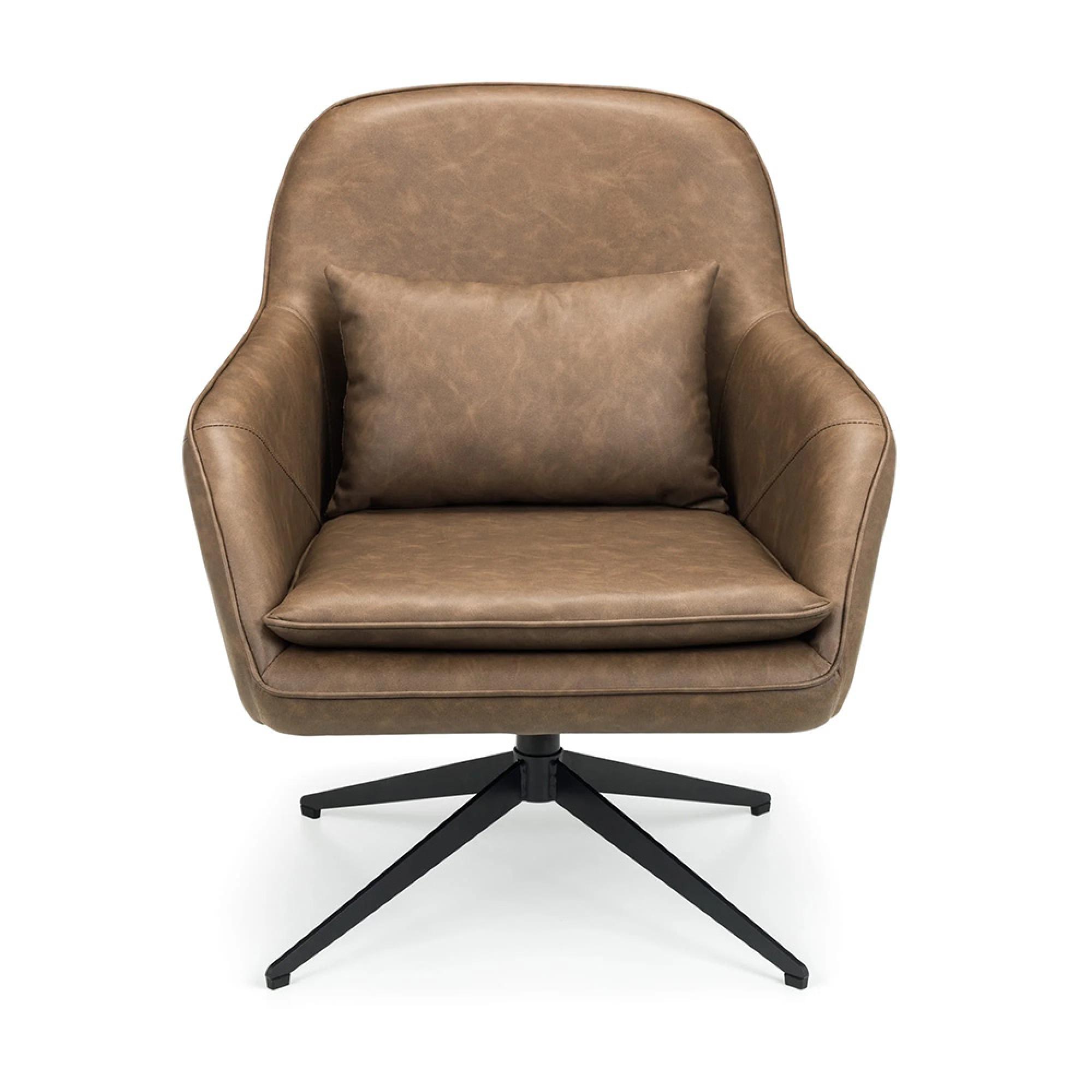 Bowery Swivel Chair - Brown Faux Leather