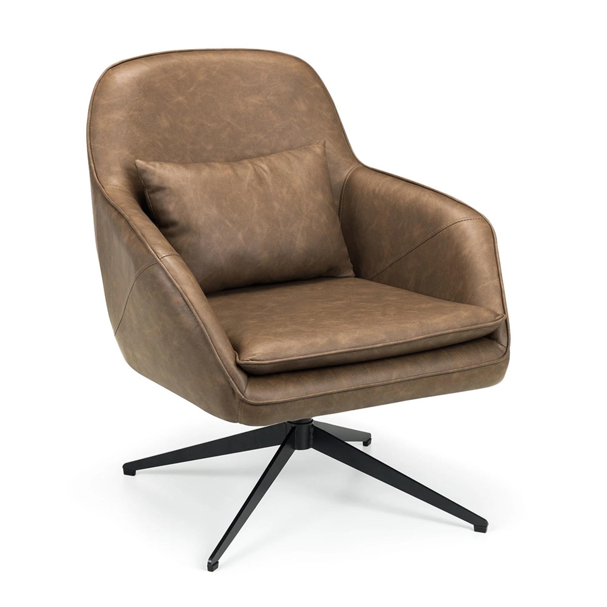 Bowery Swivel Chair - Brown Faux Leather