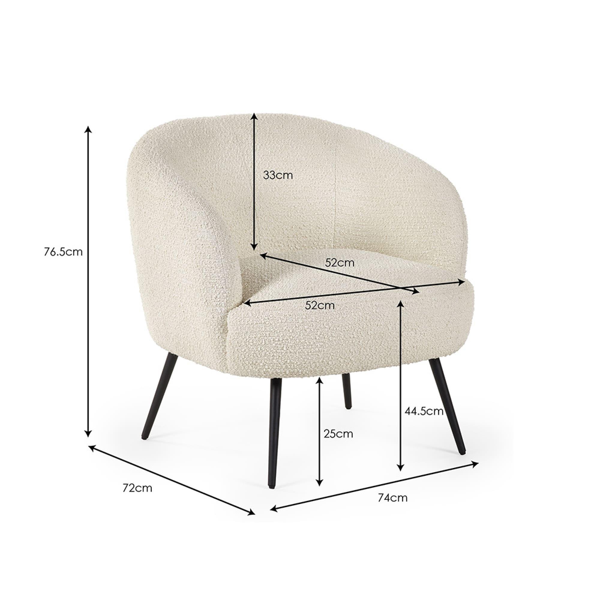 Gigi Accent Chair - Ivory Boucle Fabric