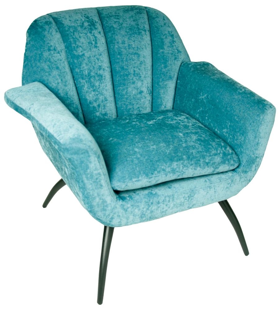 Amalfi Blue Chenille Fabric Accent Chair