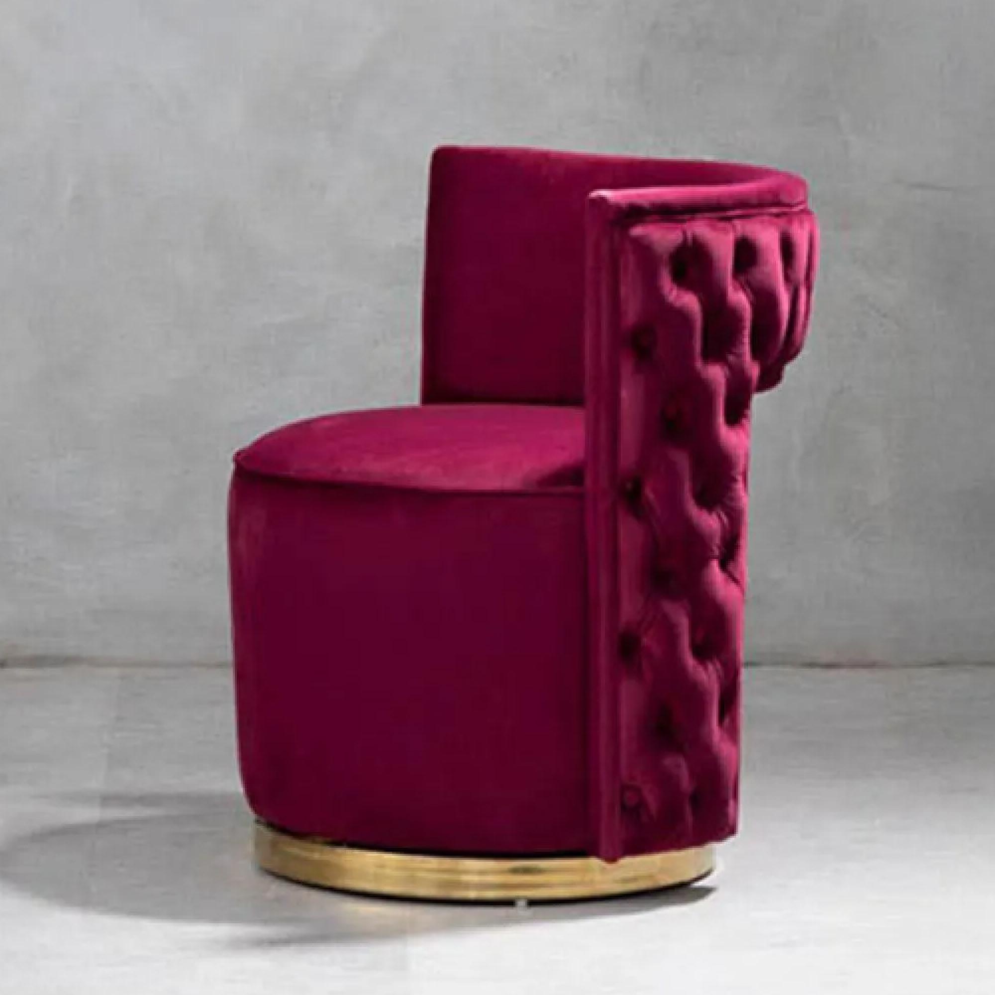 Bola Wine Velvet Fabric Accent Chair
