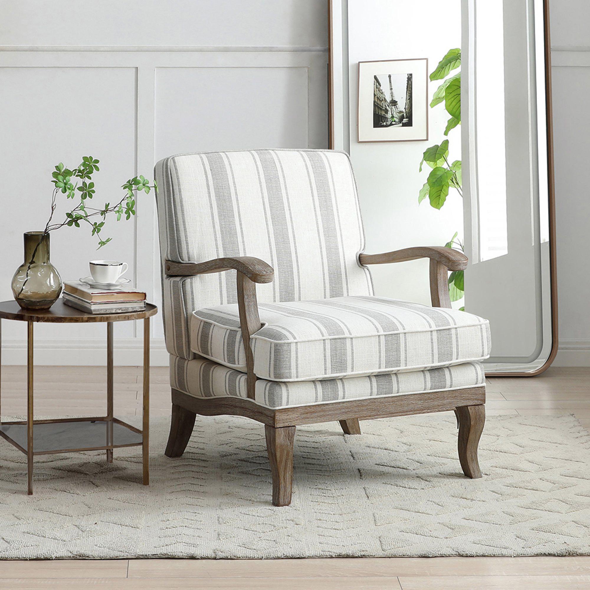 Colwell Armchair - Gaia Textured Stripe Natural Fabric
