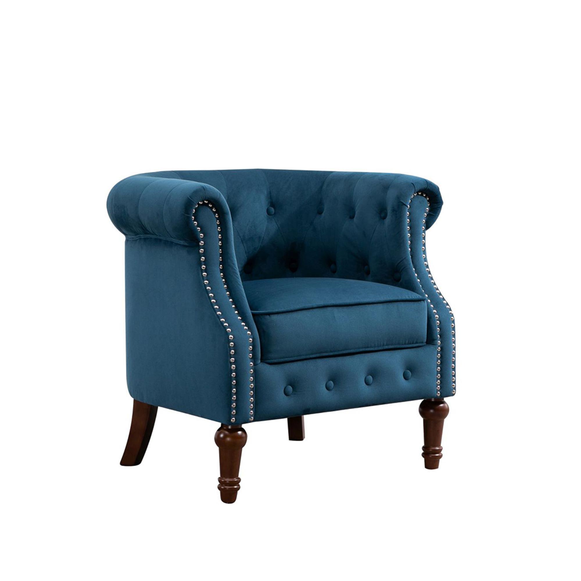Freya Accent Chair - Blue Velvet Fabric