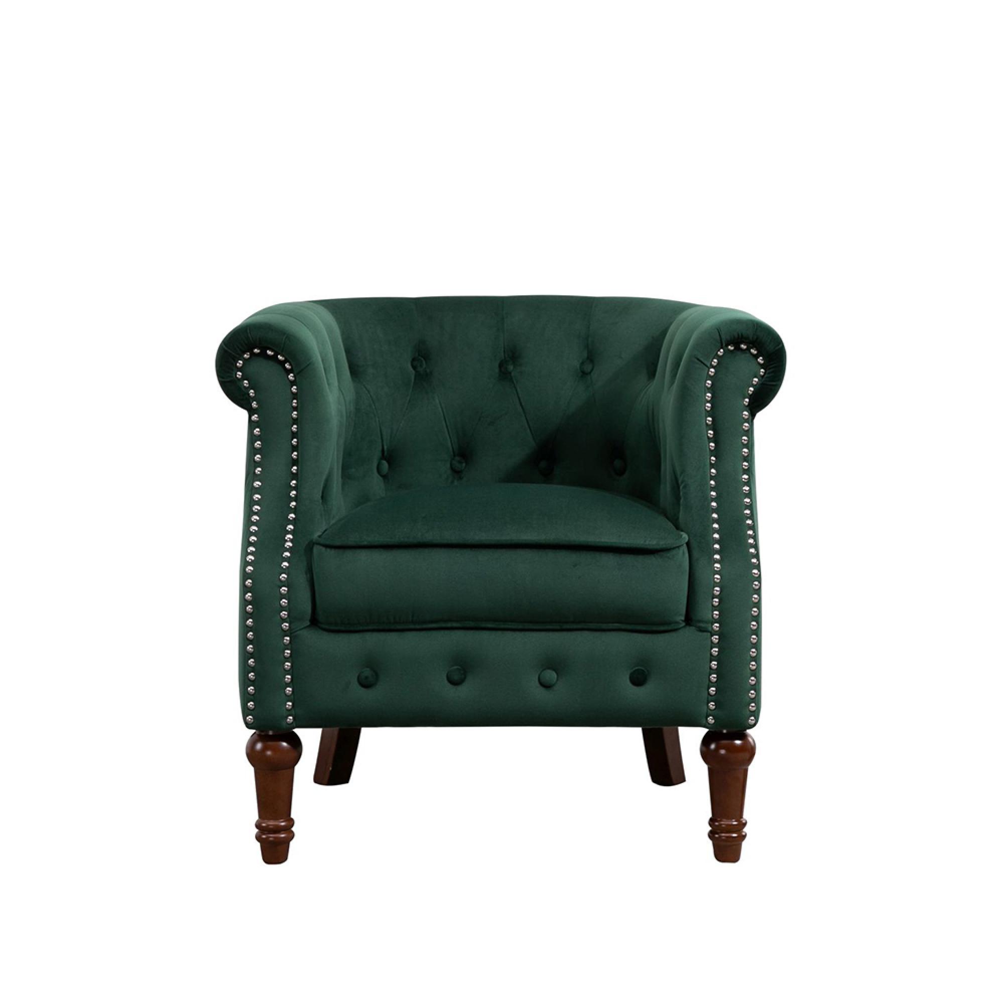 Freya Accent Chair - Green Velvet Fabric