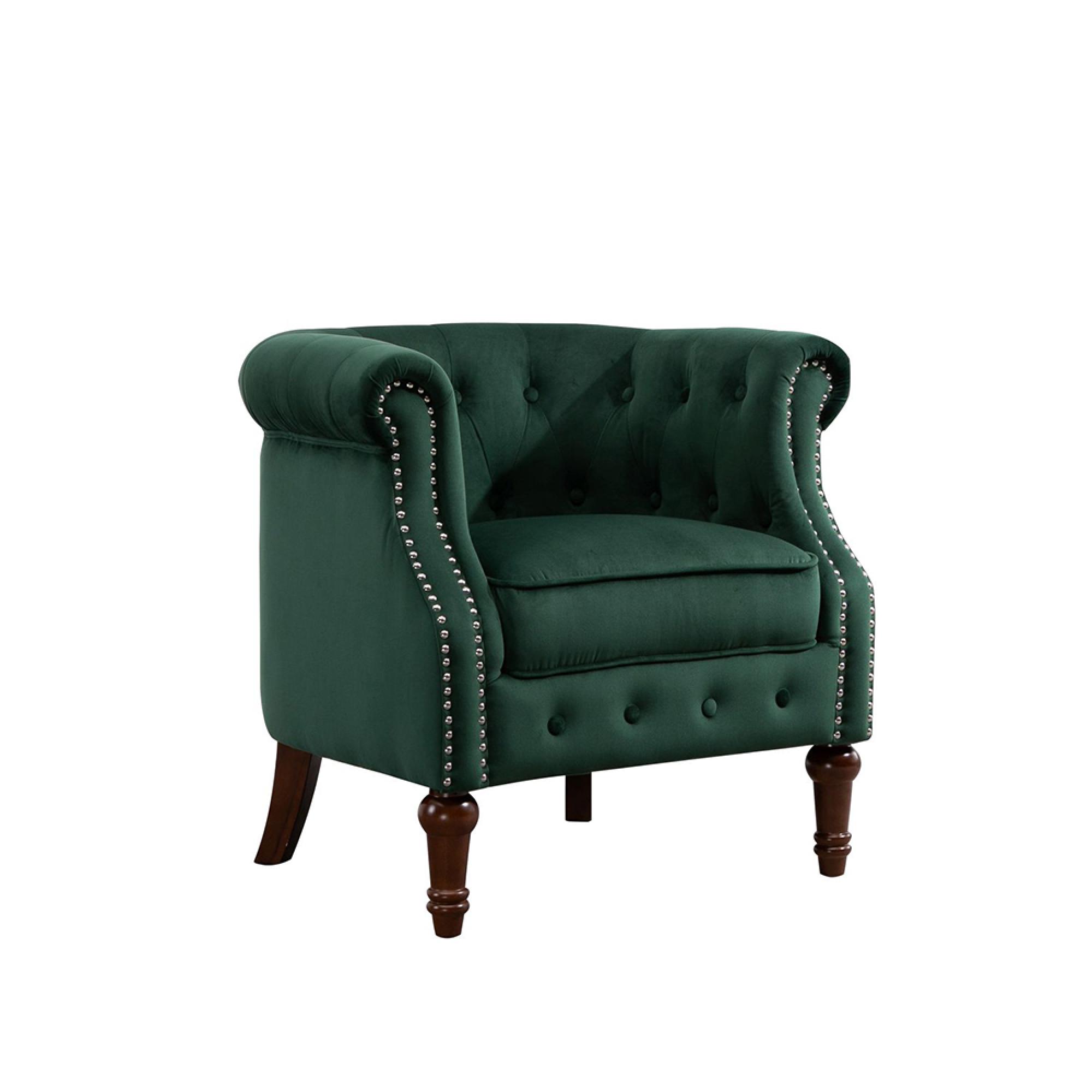 Freya Accent Chair - Green Velvet Fabric