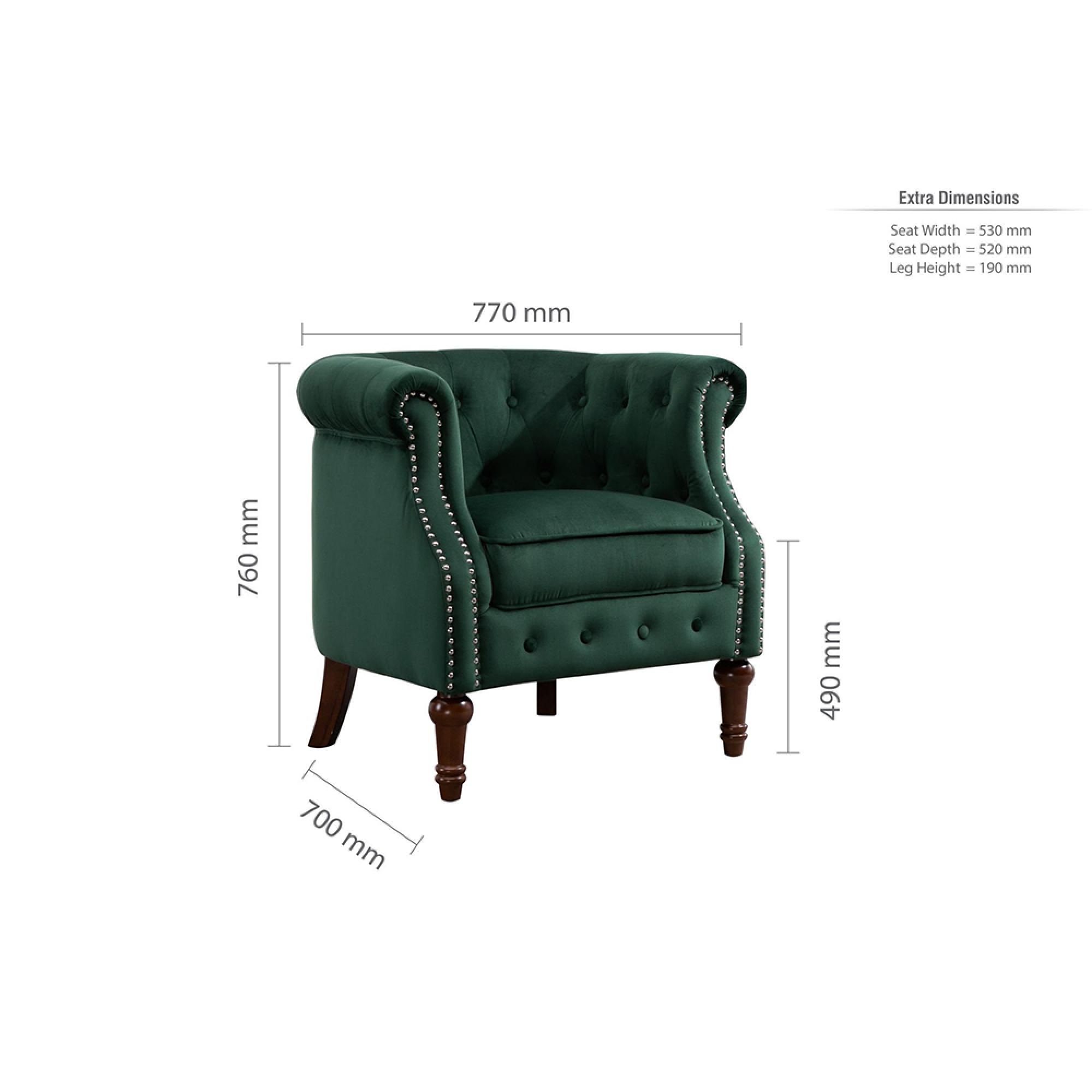 Freya Accent Chair - Green Velvet Fabric