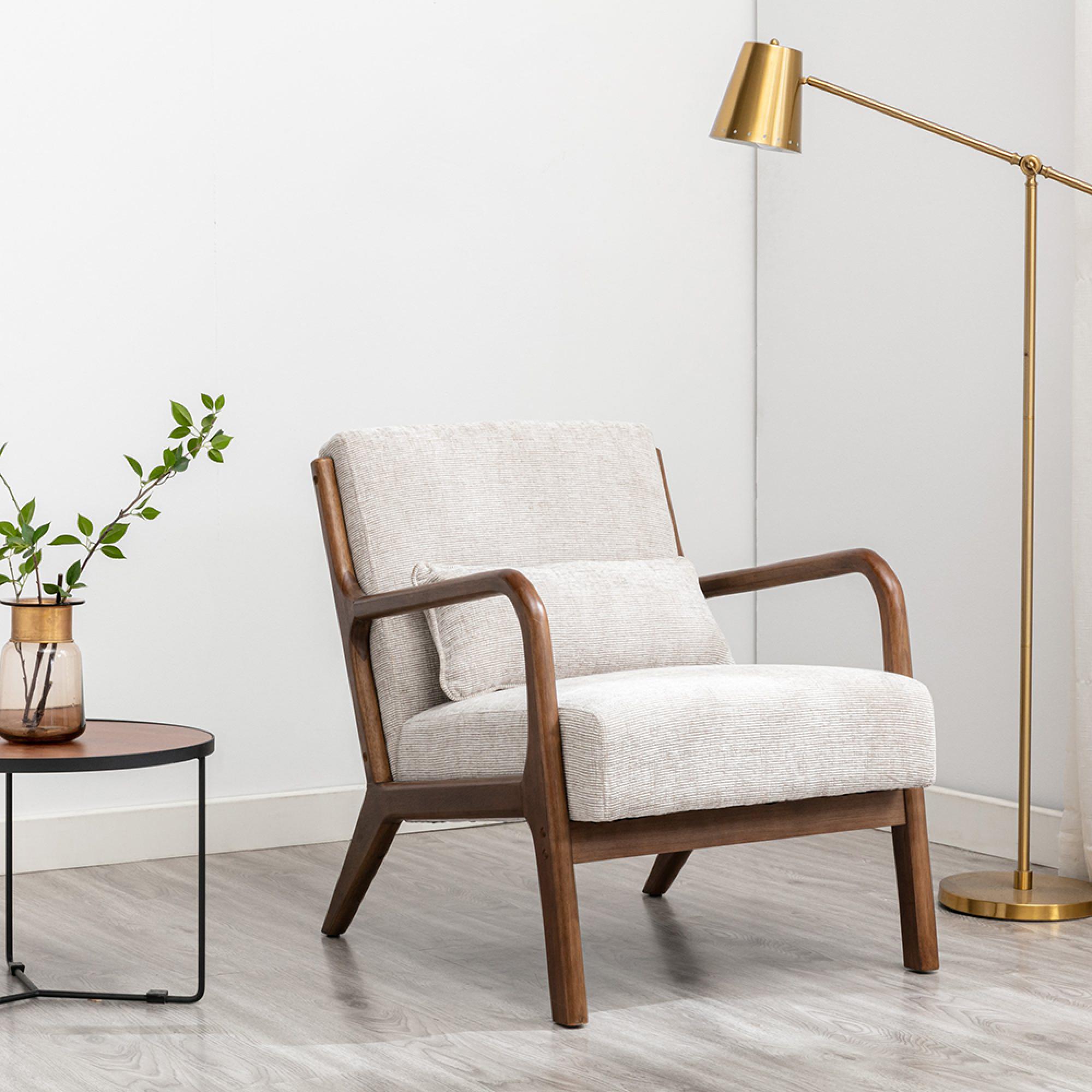 Inca Armchair - Leto Natural Woven Chenille Fabric