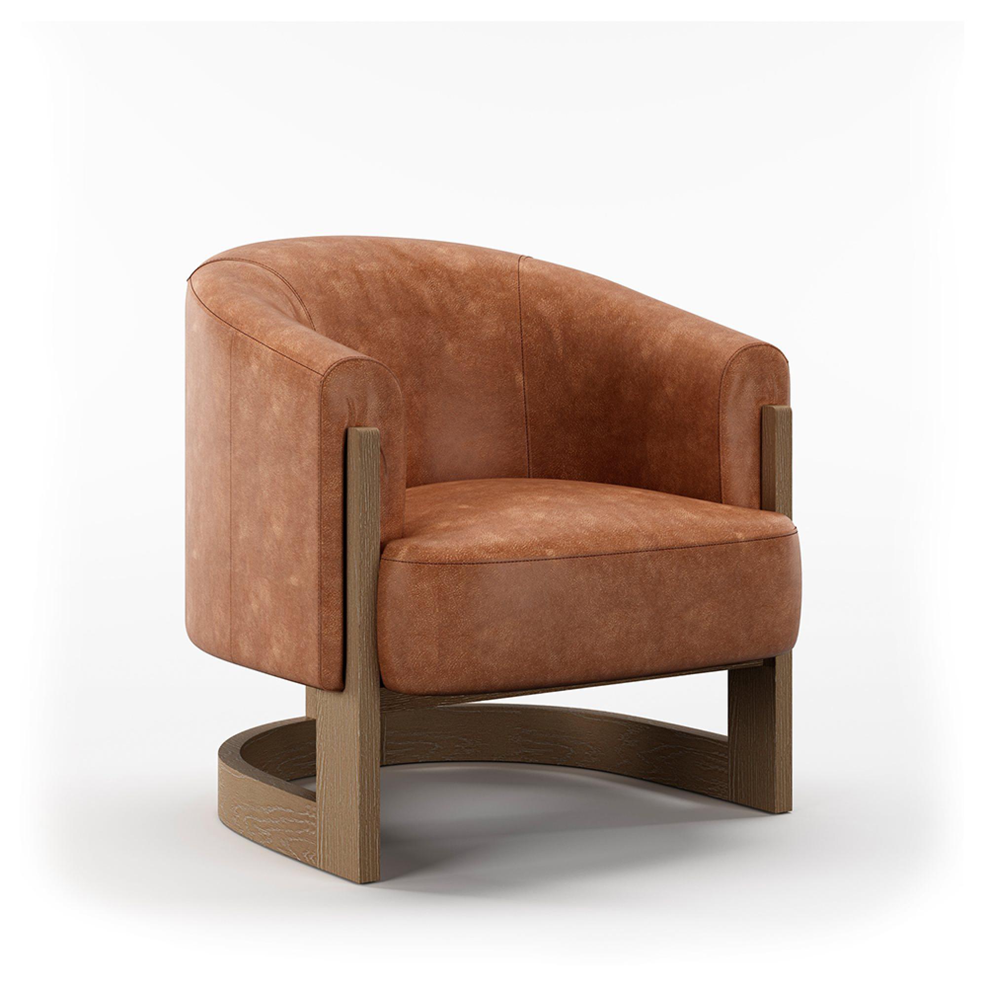 Lennox Tub Chair - Tan Leather