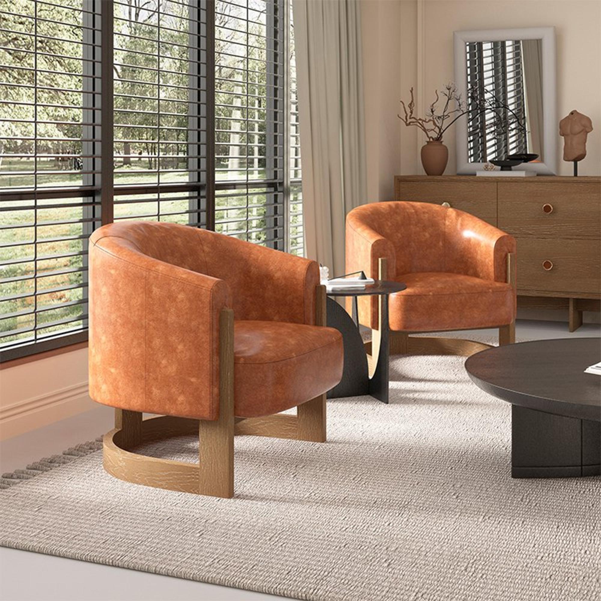 Lennox Tub Chair - Tan Leather