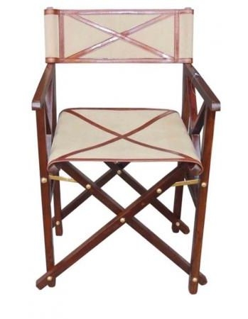 Mysore Hancrafted Canvas Cognac Director Chair