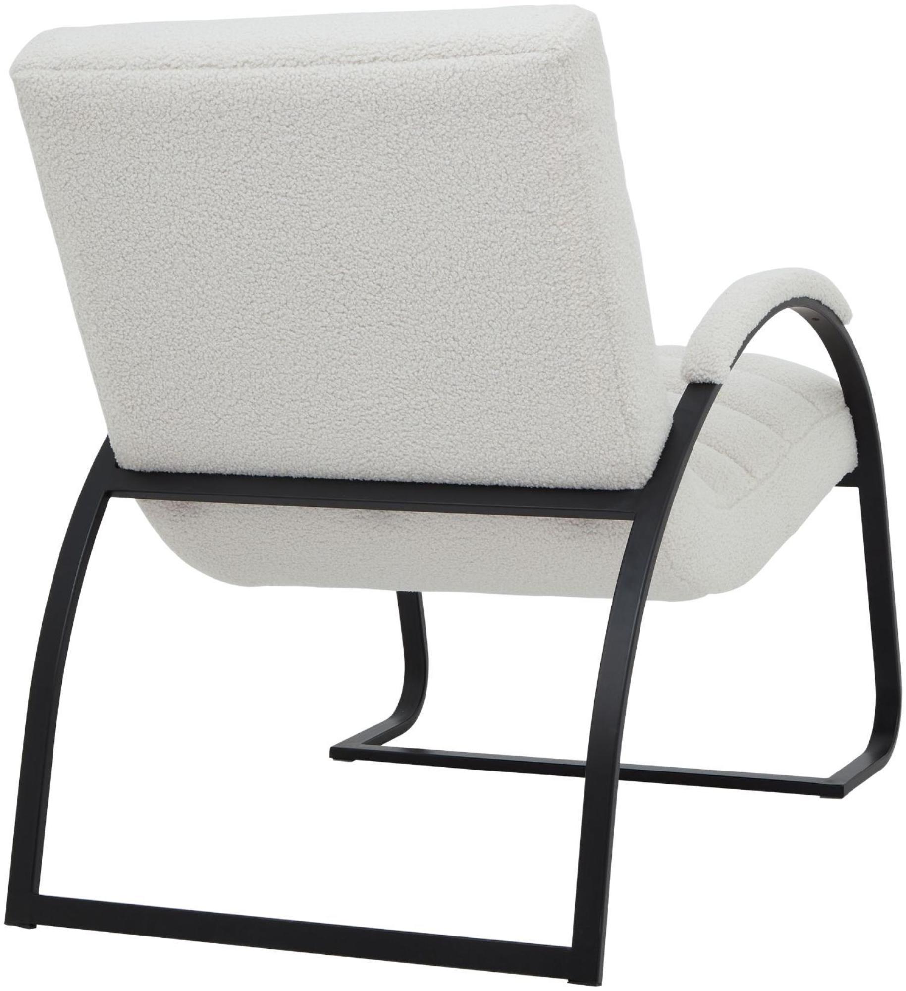 Boucle Fabric Ribbed Armchair - White