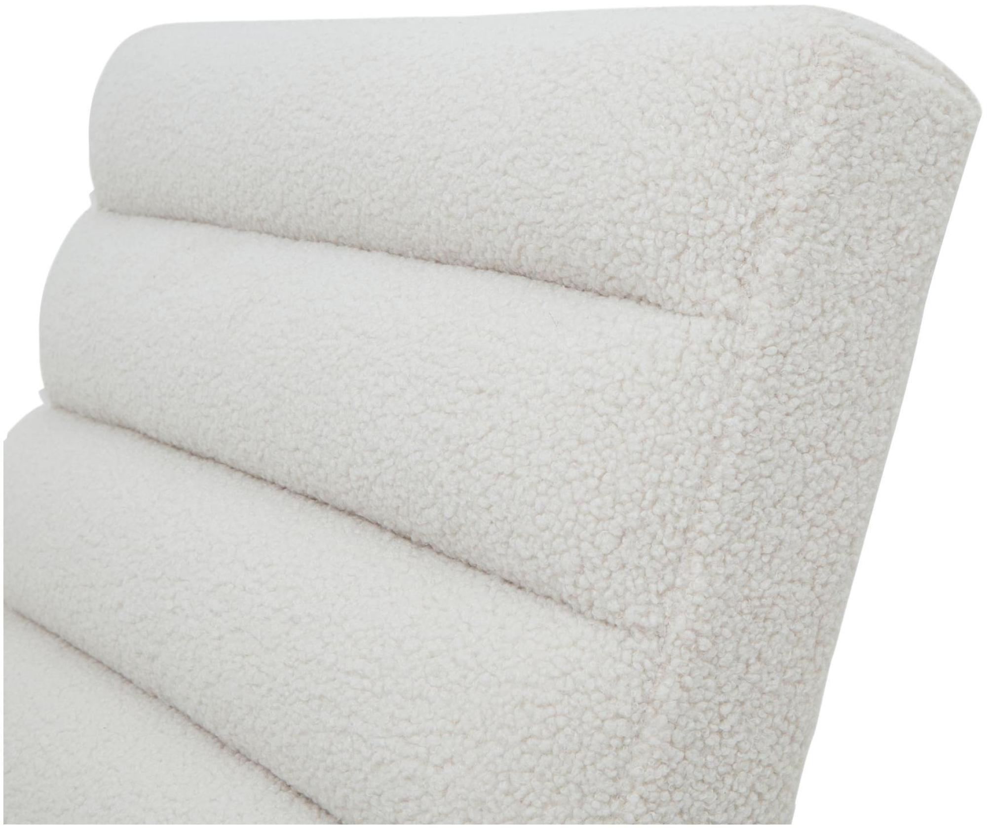 Boucle Fabric Ribbed Armchair - White