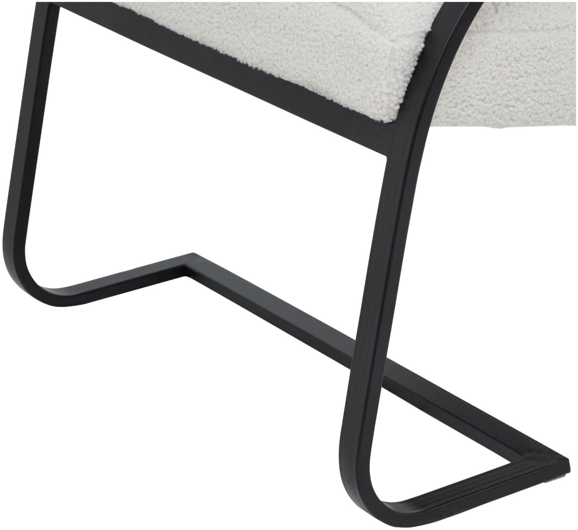 Boucle Fabric Ribbed Armchair - White