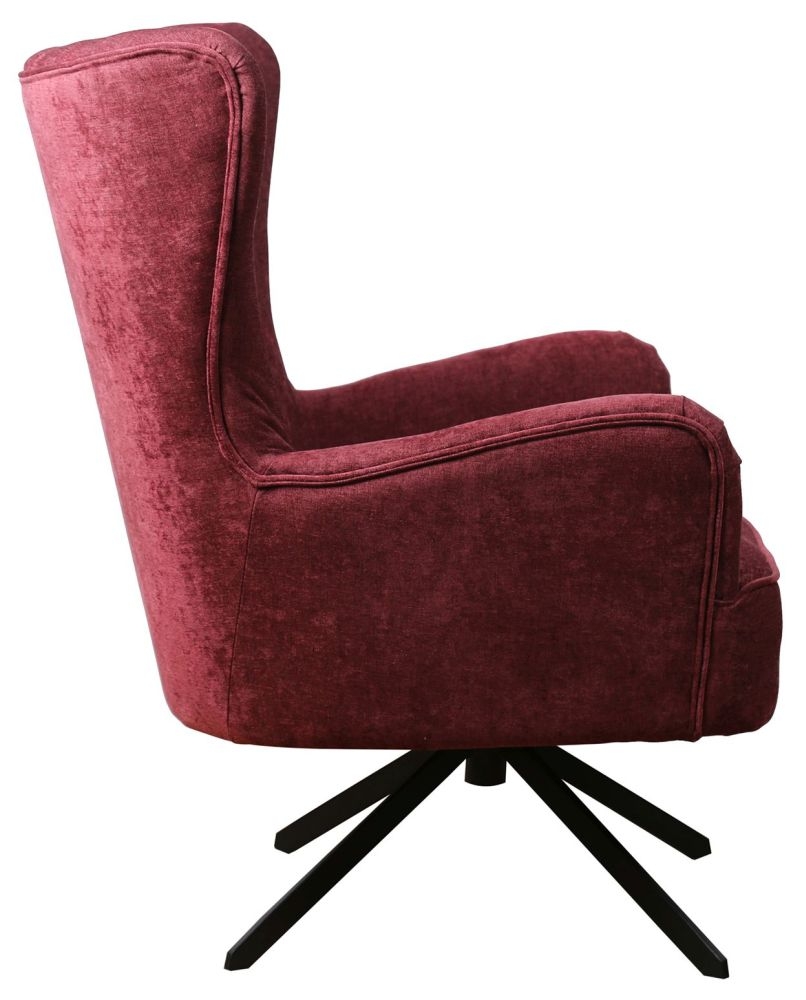 Salinas Berry Pink Chenille Fabric Swivel Armchair