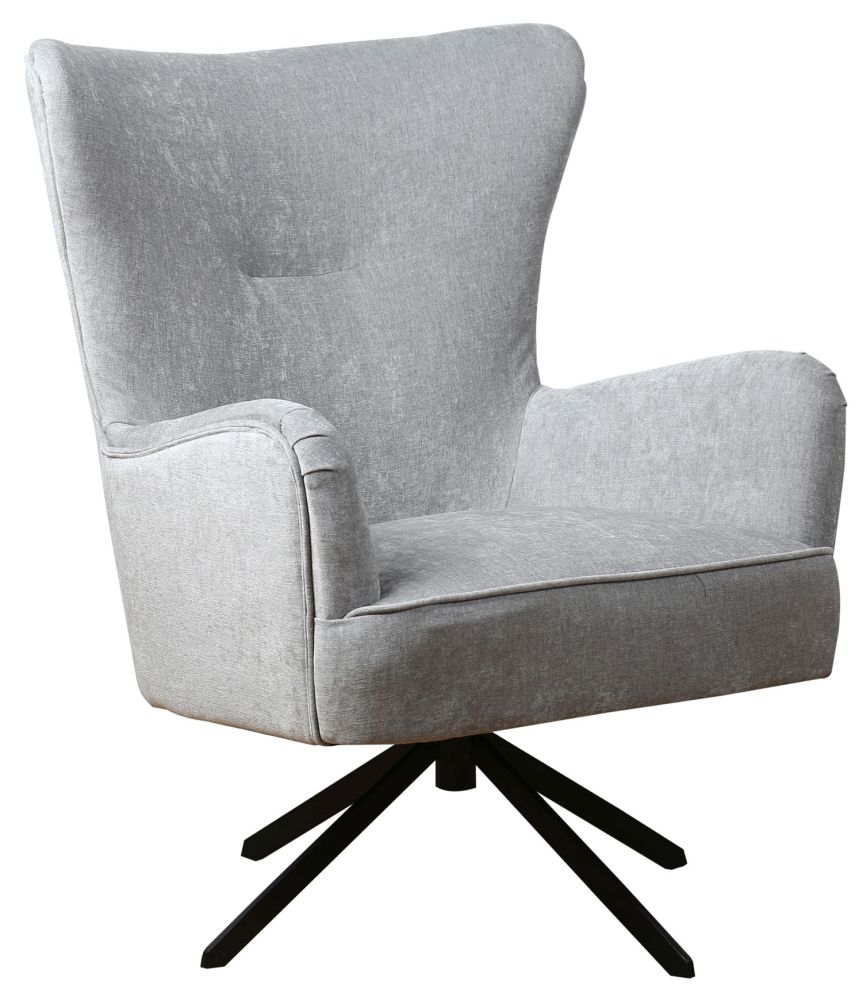 Salinas Grey Chenille Fabric Swivel Armchair
