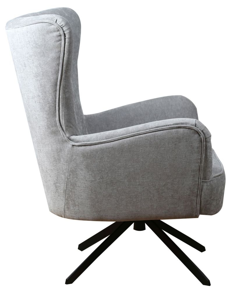Salinas Grey Chenille Fabric Swivel Armchair
