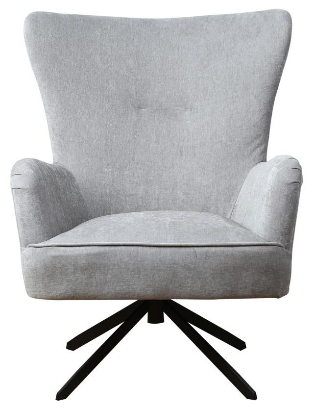 Salinas Grey Chenille Fabric Swivel Armchair