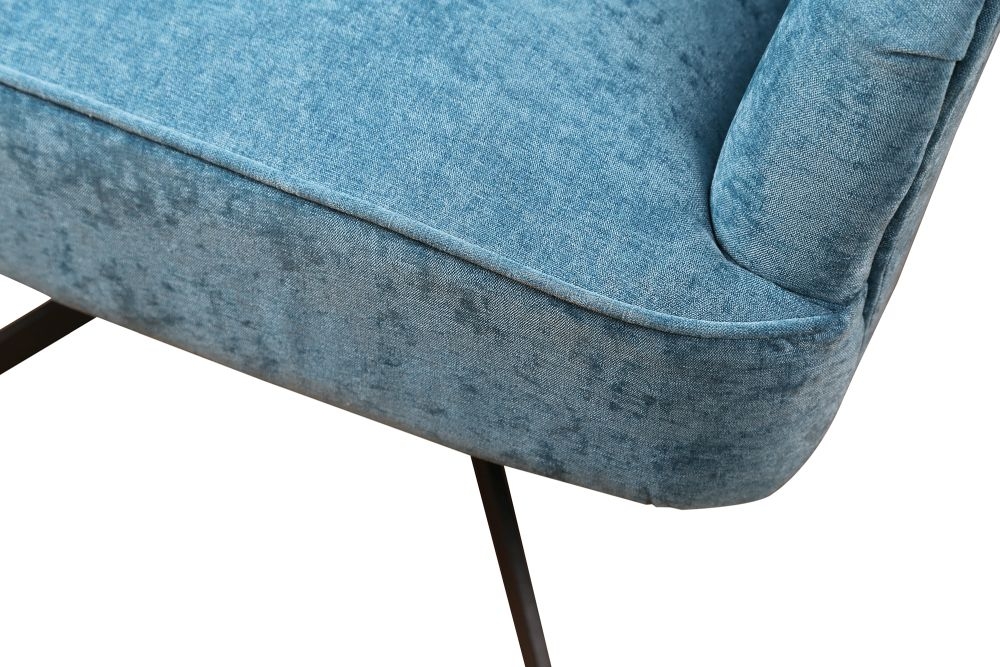 Salinas Ocean Blue Chenille Fabric Swivel Armchair
