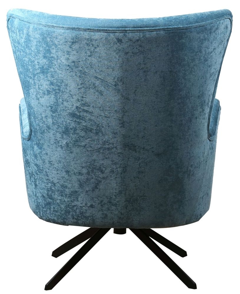 Salinas Ocean Blue Chenille Fabric Swivel Armchair